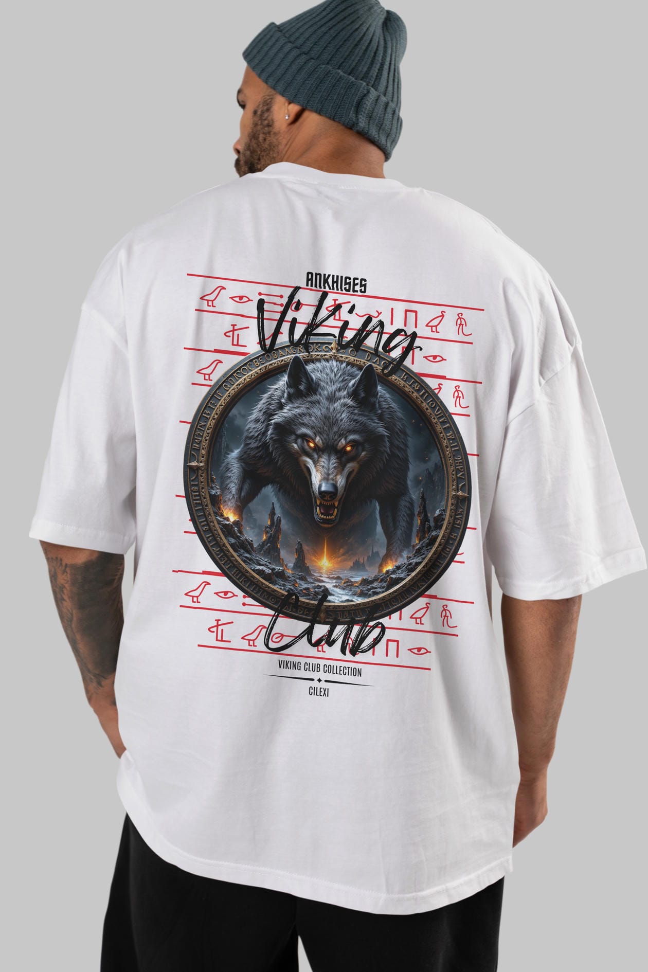 Viking Mitolojisi Serisi 28 Arka Baskılı Oversize t-shirt Erkek Kadın %100 Pamuk Bisiklet Yaka tişort