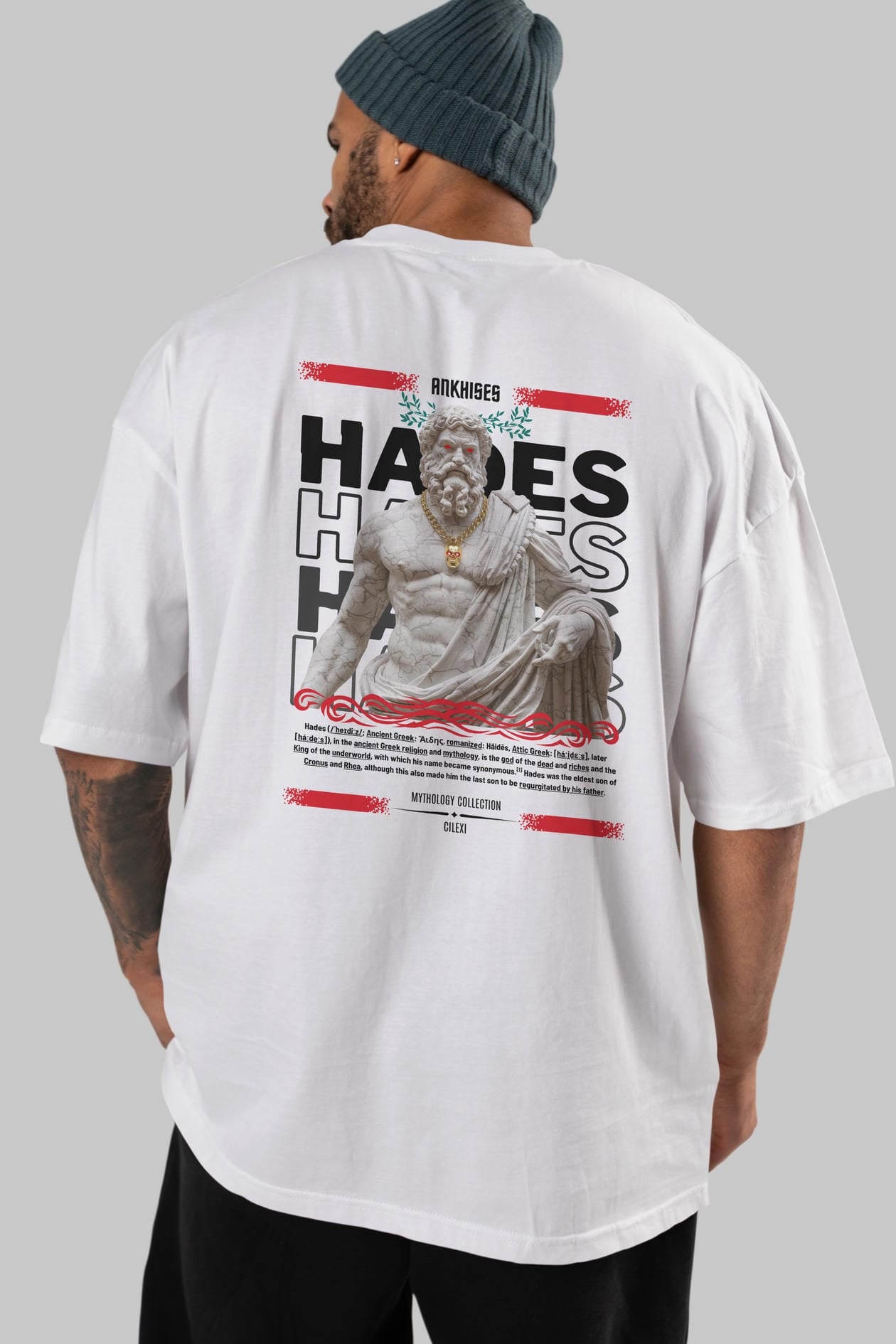 Hades 2 Arka Baskılı Oversize t-shirt Erkek Kadın %100 Pamuk Bisiklet Yaka tişort