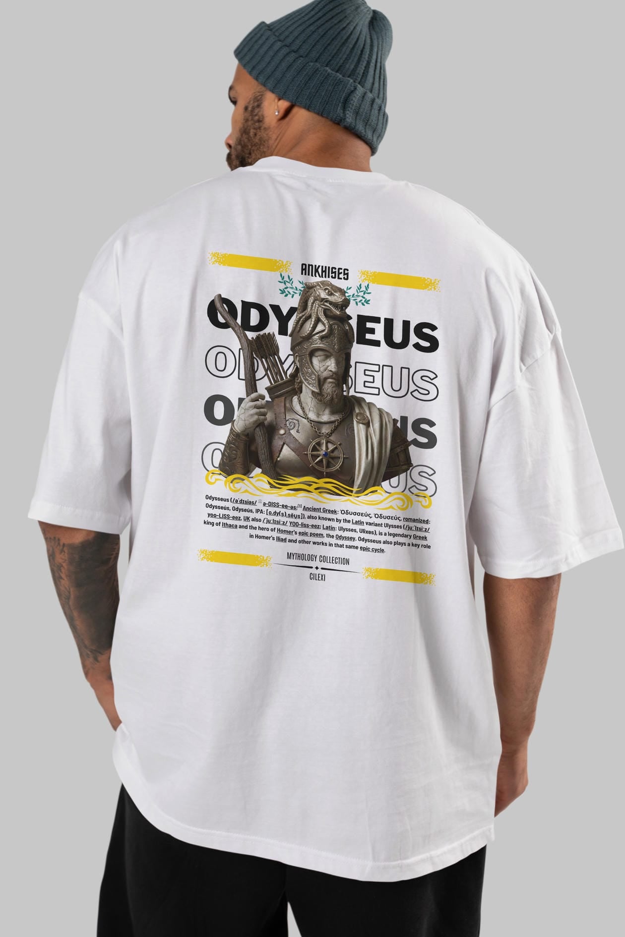 Odysseus 2 Arka Baskılı Oversize t-shirt Erkek Kadın %100 Pamuk Bisiklet Yaka tişort