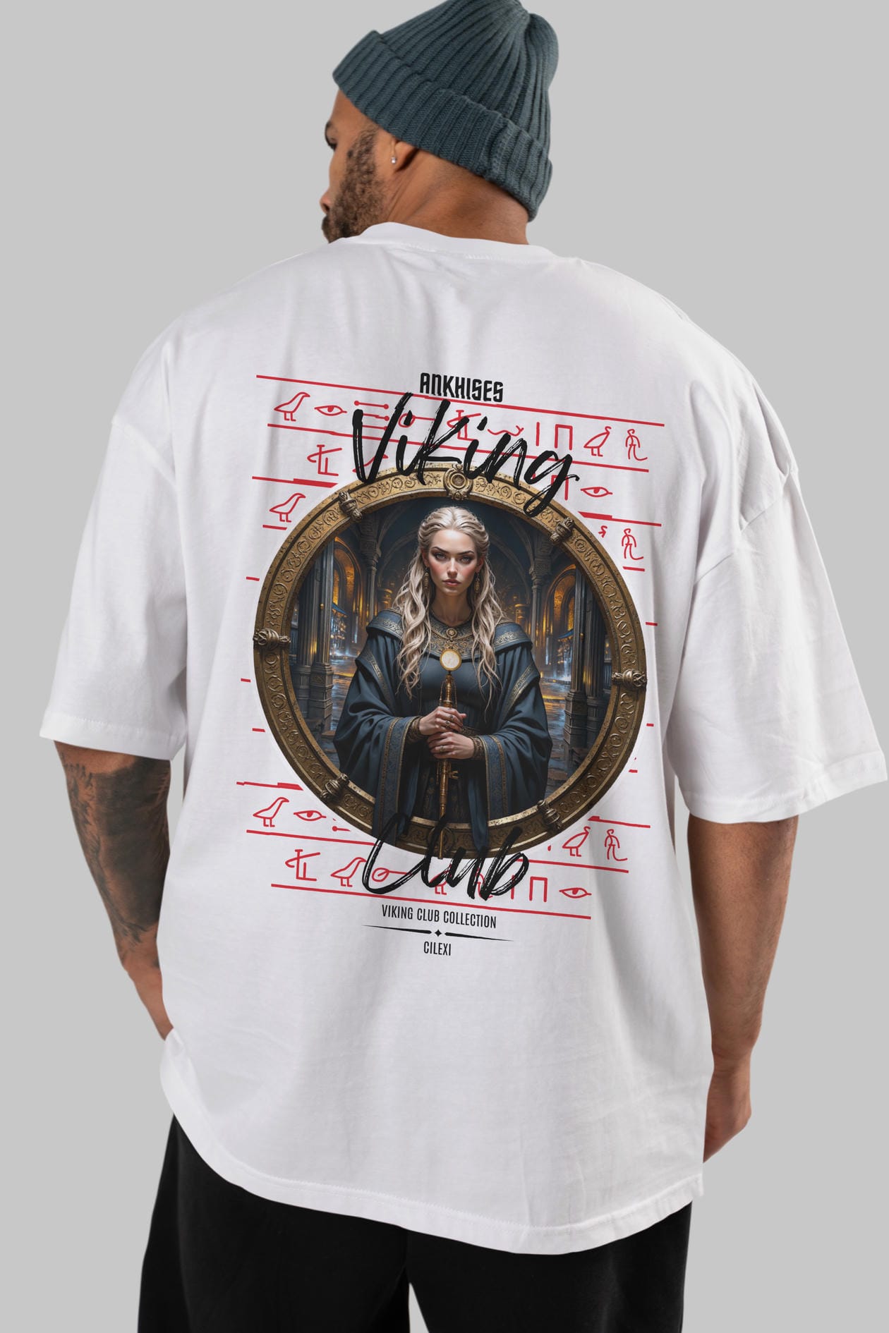 Viking Mitolojisi Serisi 5 Arka Baskılı Oversize t-shirt Erkek Kadın %100 Pamuk Bisiklet Yaka tişort