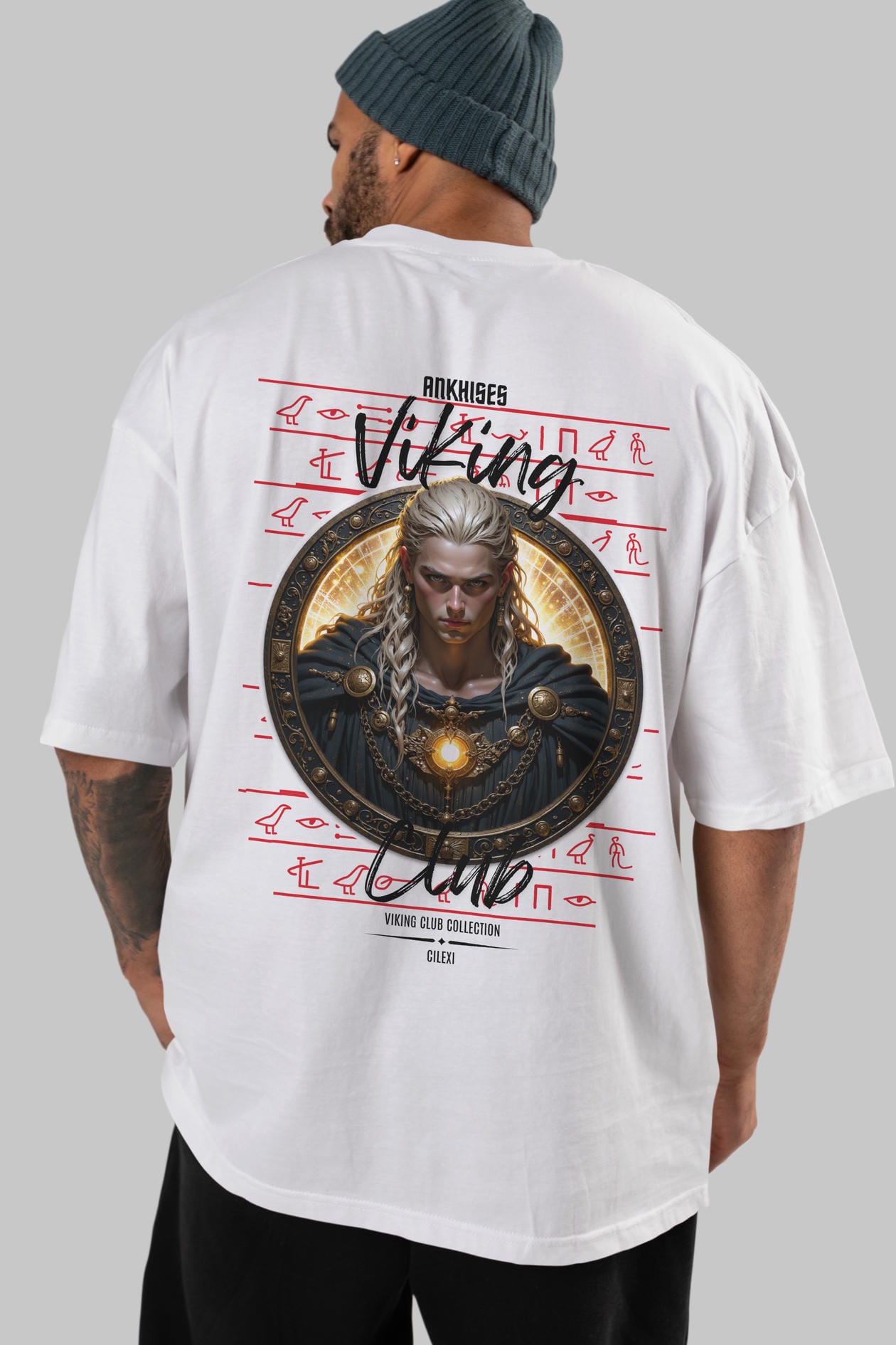 Viking Mitolojisi Serisi 14 Arka Baskılı Oversize t-shirt Erkek Kadın %100 Pamuk Bisiklet Yaka tişort