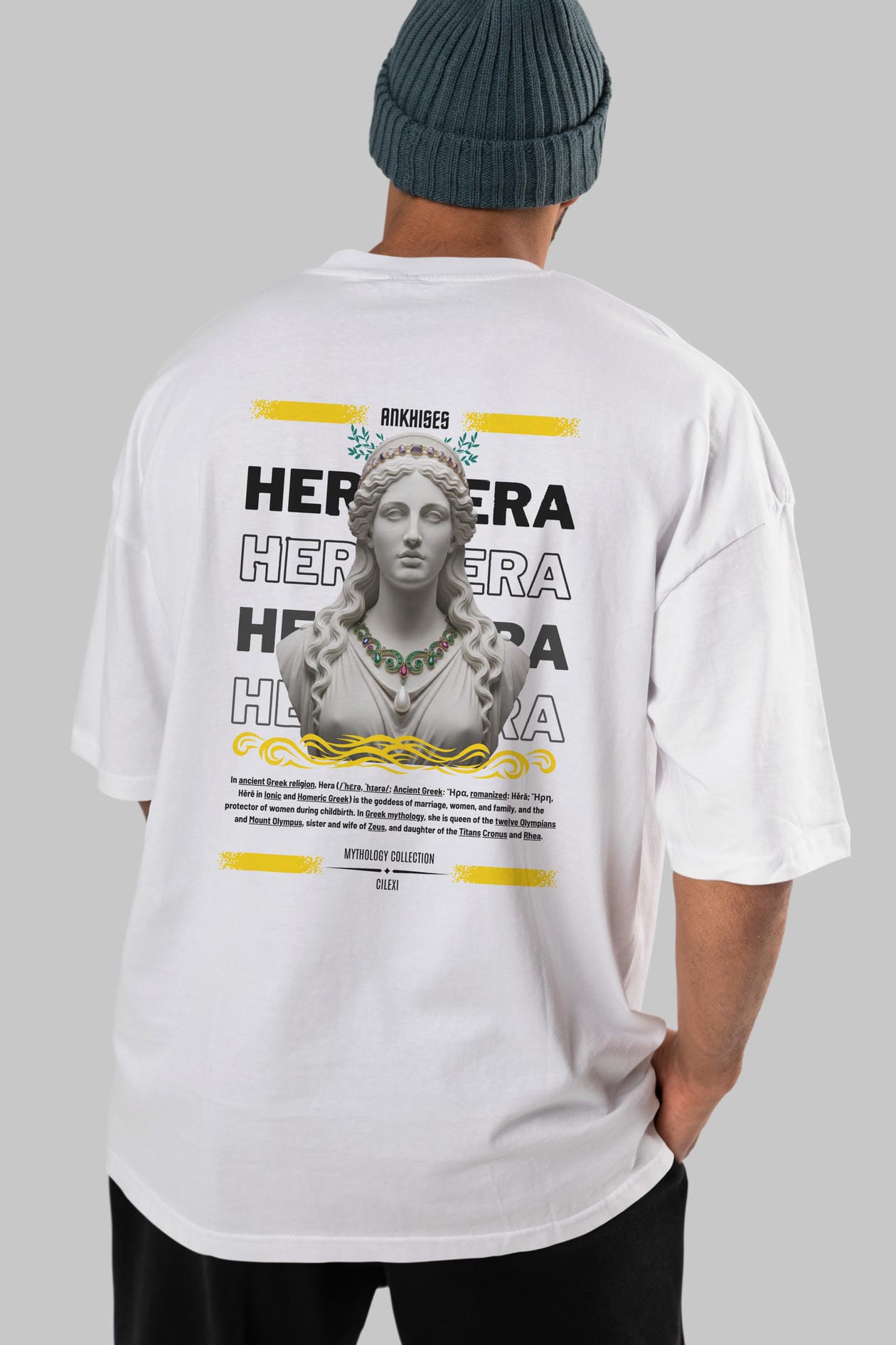 Hera 1 Arka Baskılı Oversize t-shirt Erkek Kadın %100 Pamuk Bisiklet Yaka tişort