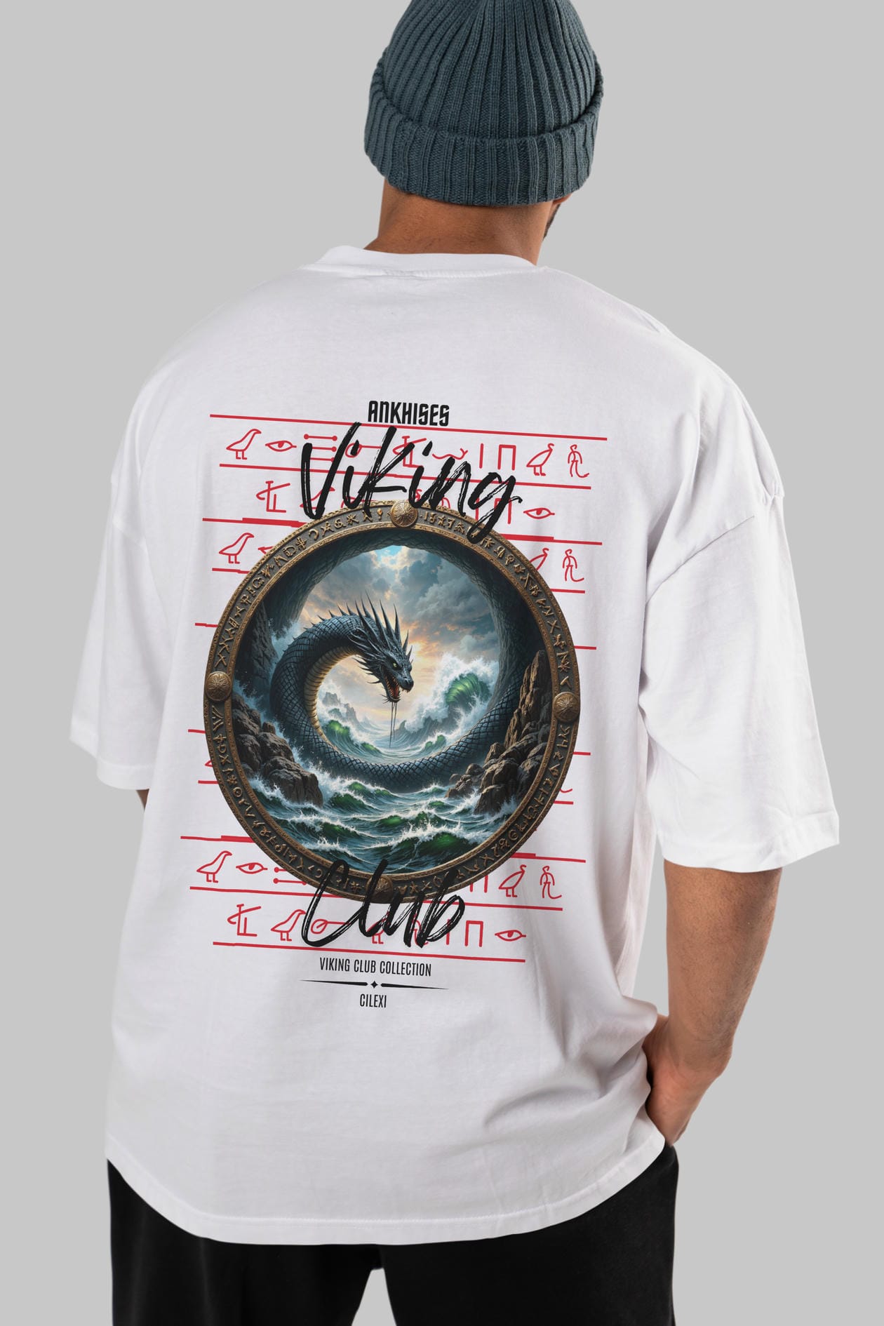 Viking Mitolojisi Serisi 26 Arka Baskılı Oversize t-shirt Erkek Kadın %100 Pamuk Bisiklet Yaka tişort
