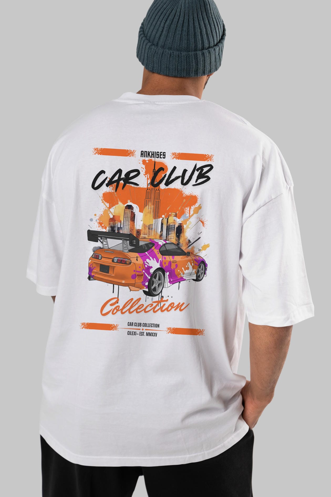 Araba Club Serisi 39 Baskılı Oversize t-shirt Erkek Kadın %100 Pamuk Bisiklet Yaka tişort