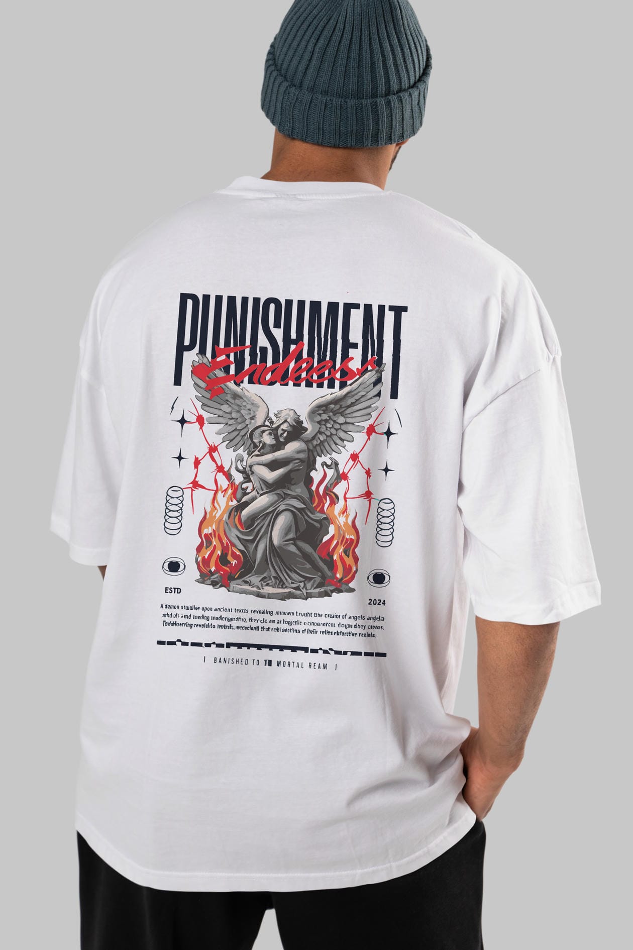 Punishment Endeess Arka Baskılı Oversize t-shirt Erkek Kadın %100 Pamuk Bisiklet Yaka tişort
