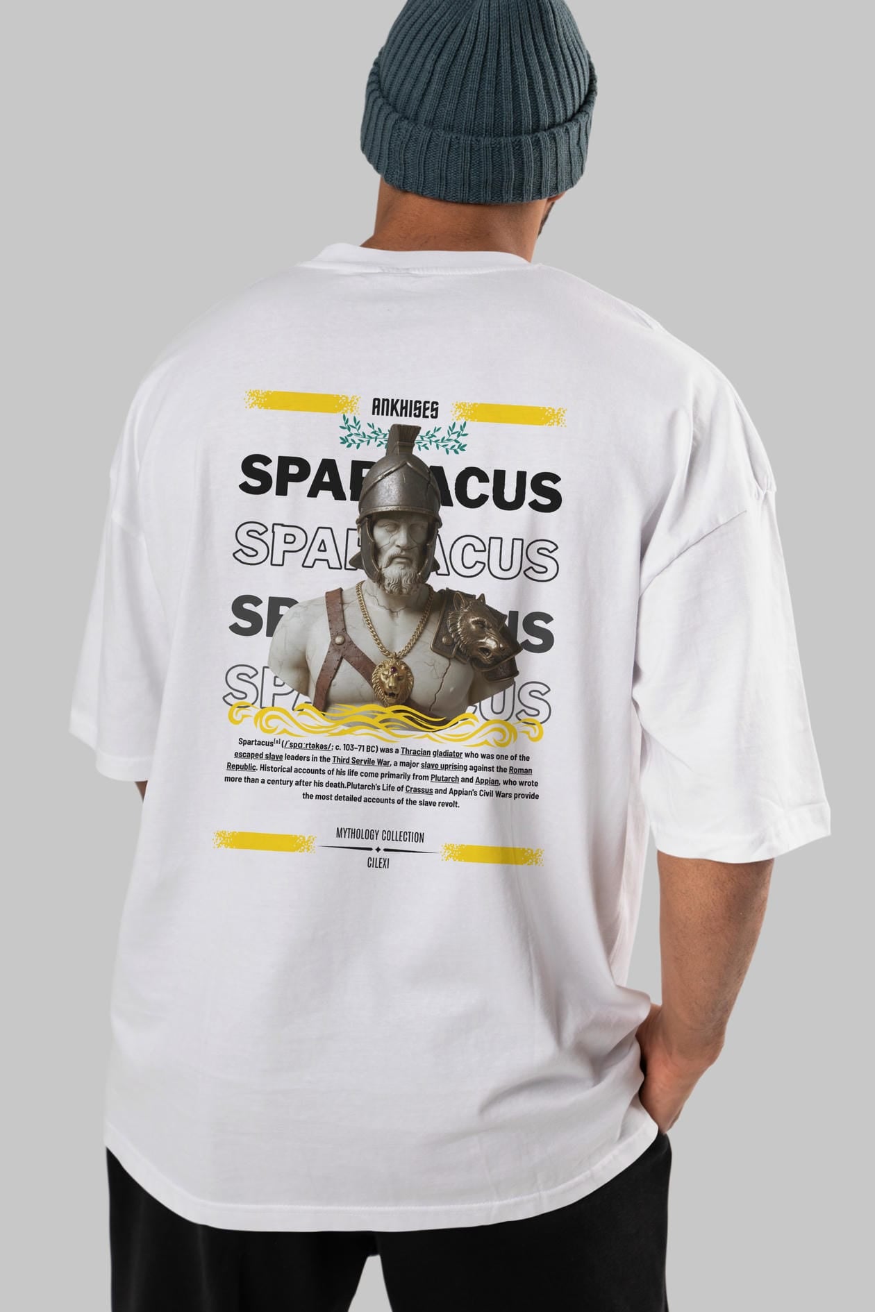Spartacus 2 Arka Baskılı Oversize t-shirt Erkek Kadın %100 Pamuk Bisiklet Yaka tişort