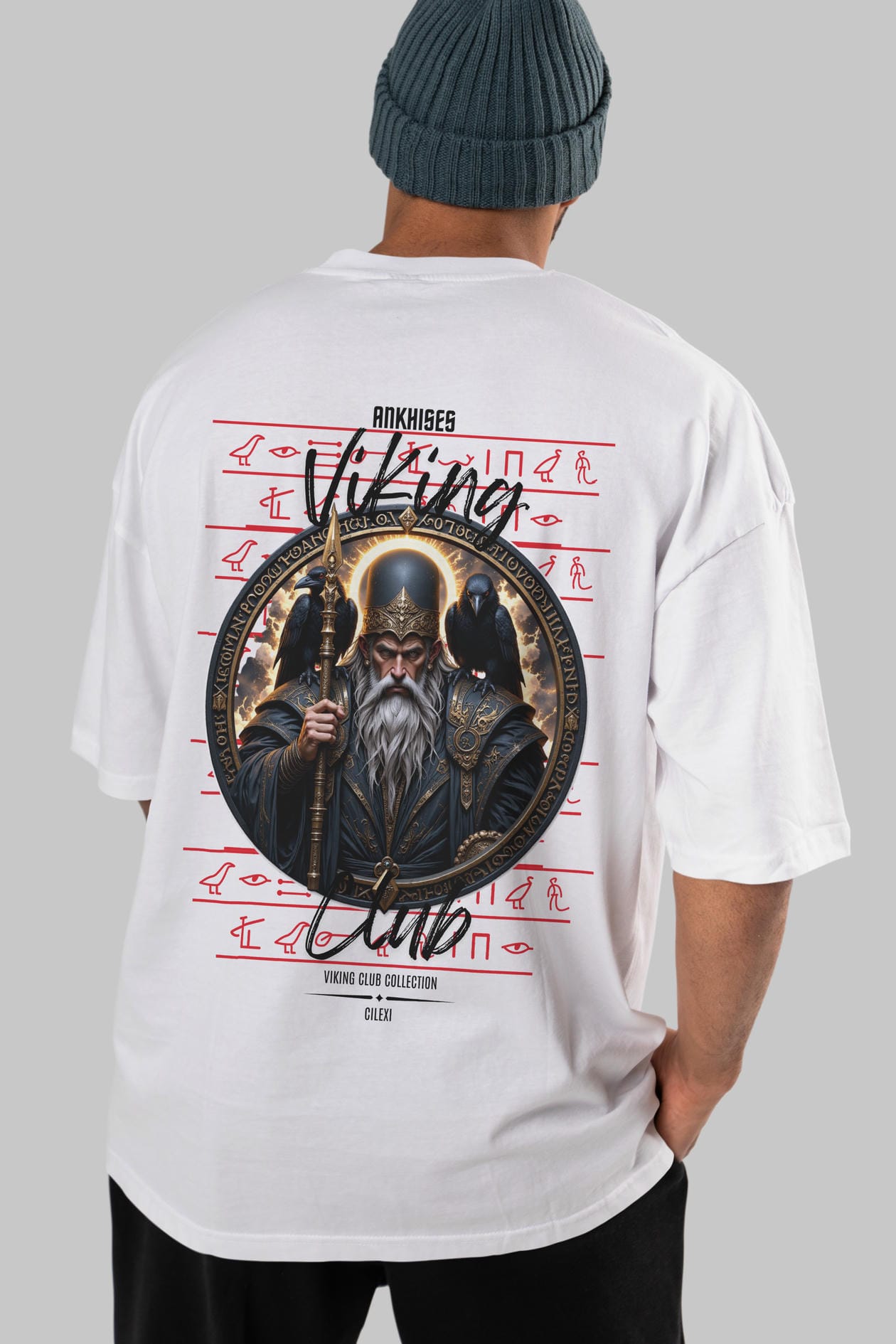 Odin 1 Arka Baskılı Oversize t-shirt Erkek Kadın %100 Pamuk Bisiklet Yaka tişort