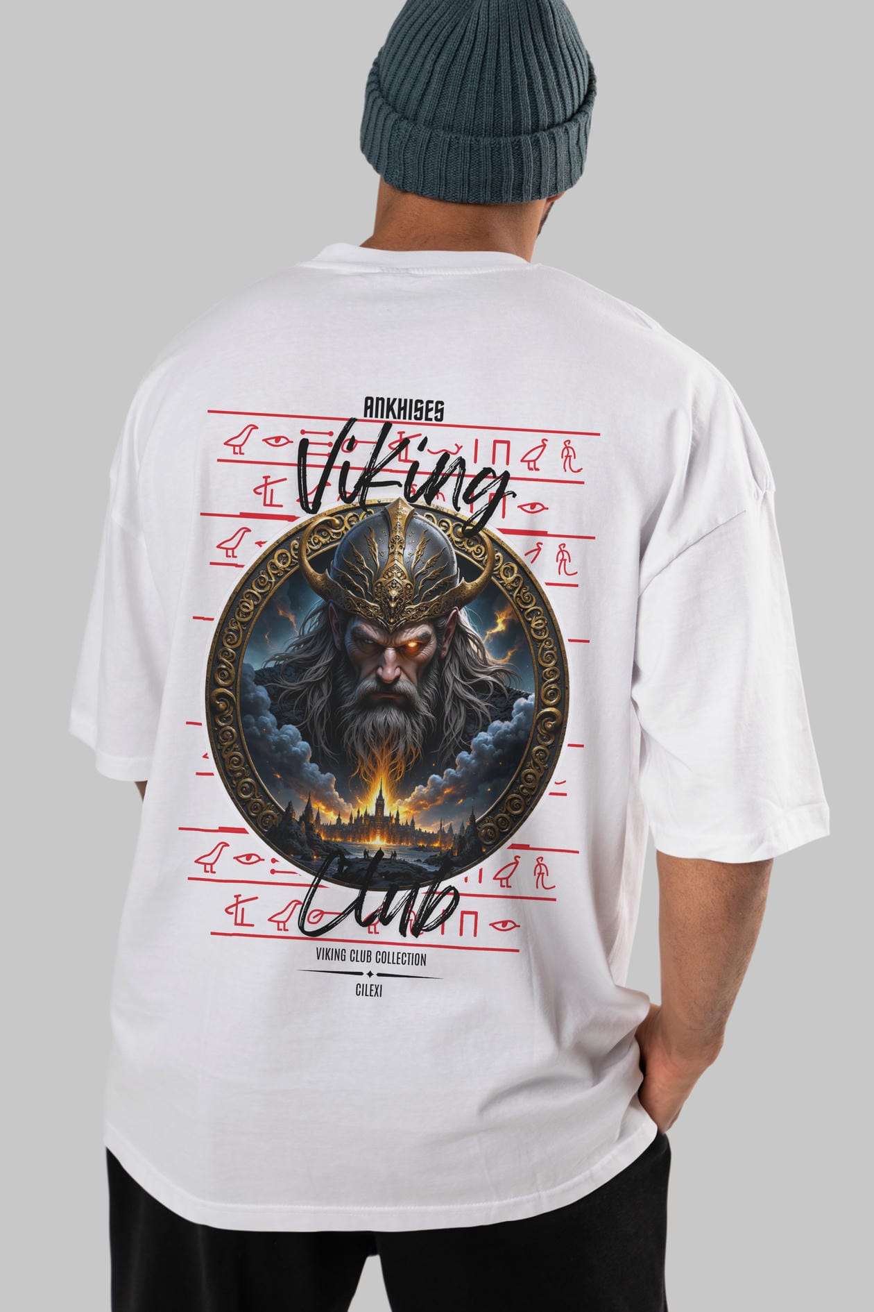 Odin 2 Arka Baskılı Oversize t-shirt Erkek Kadın %100 Pamuk Bisiklet Yaka tişort