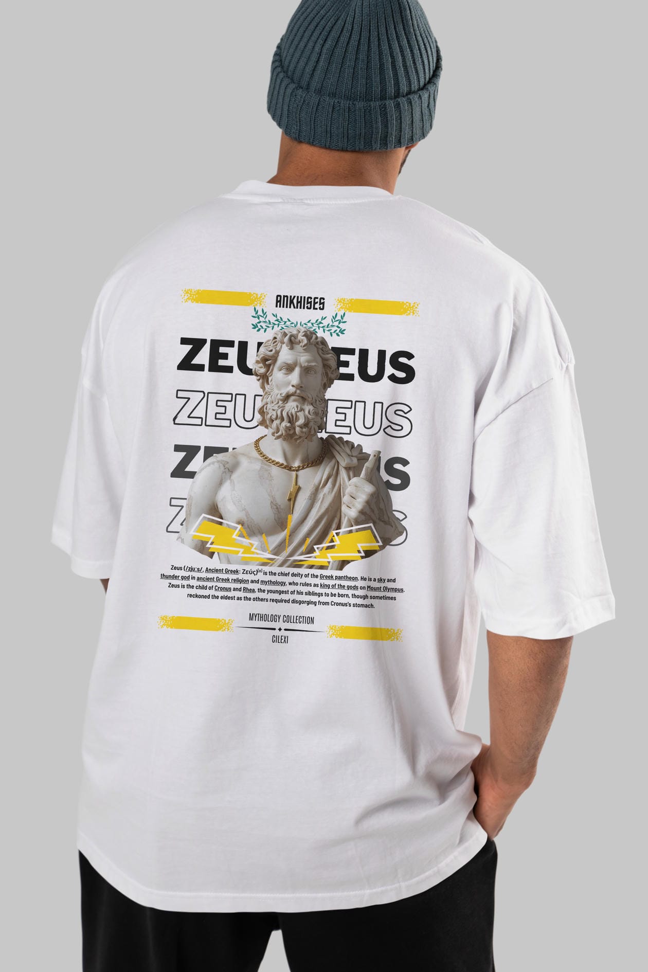 Zeus 4 Arka Baskılı Oversize t-shirt Erkek Kadın %100 Pamuk Bisiklet Yaka tişort