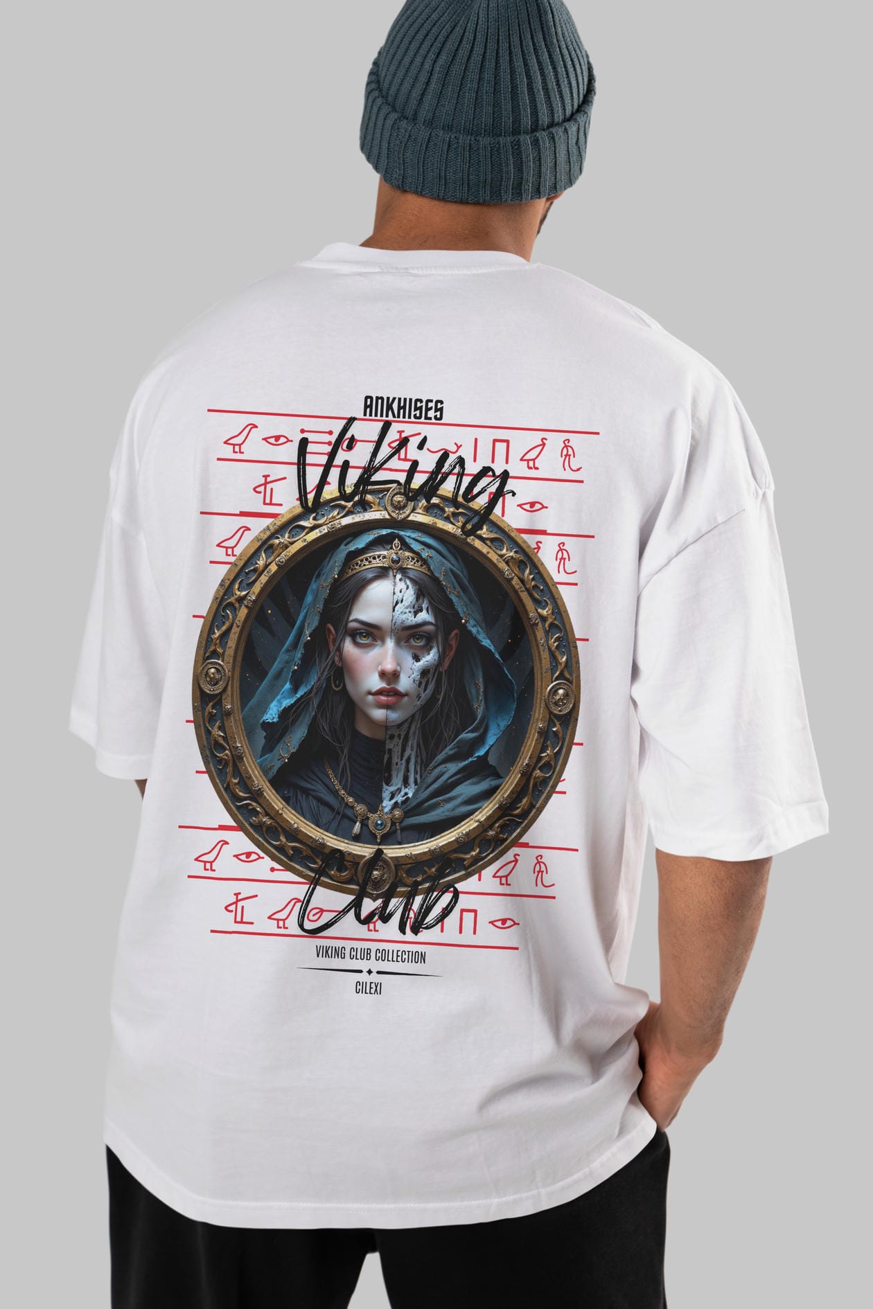Viking Mitolojisi Serisi 10 Arka Baskılı Oversize t-shirt Erkek Kadın %100 Pamuk Bisiklet Yaka tişort