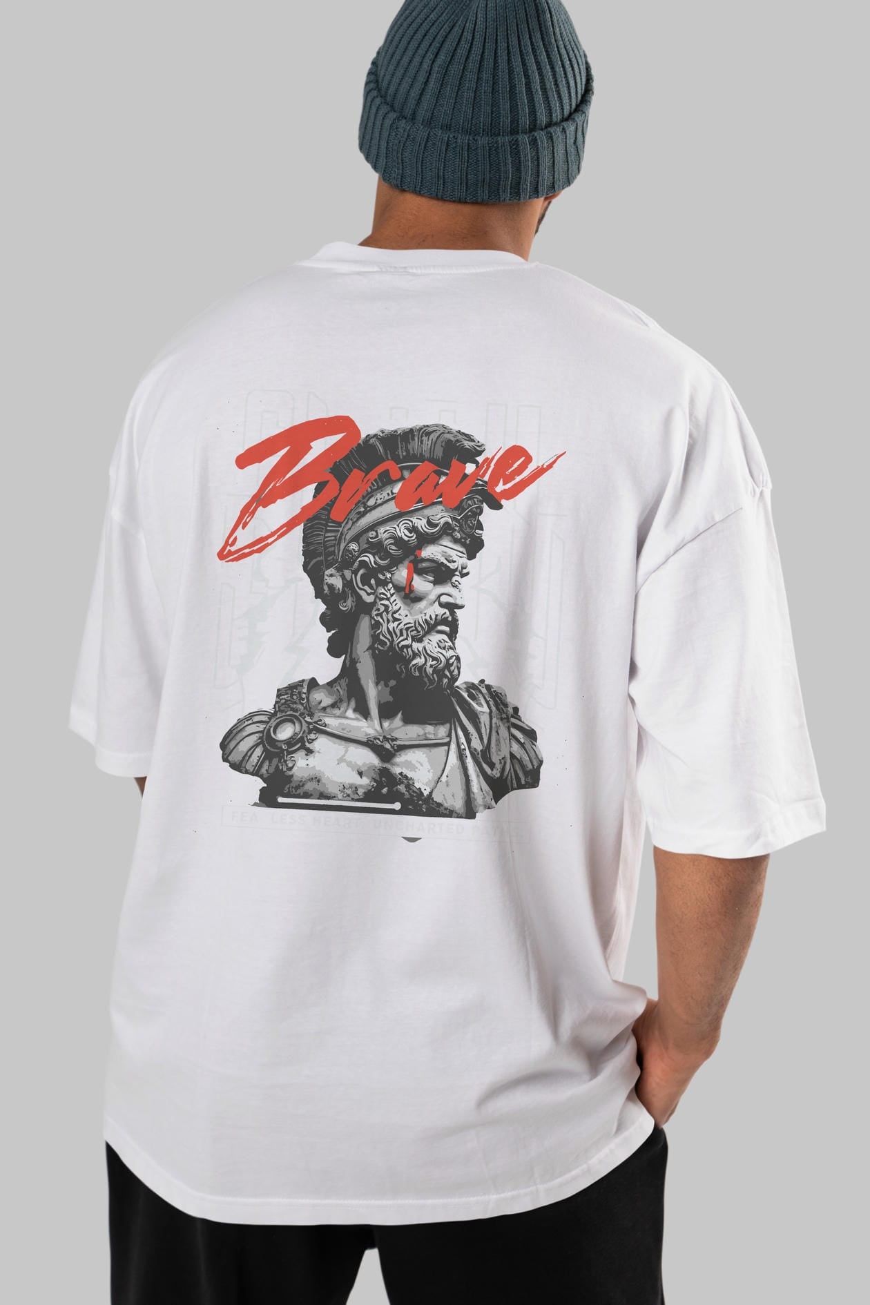 Brave Arka Baskılı Oversize t-shirt Erkek Kadın %100 Pamuk Bisiklet Yaka tişort