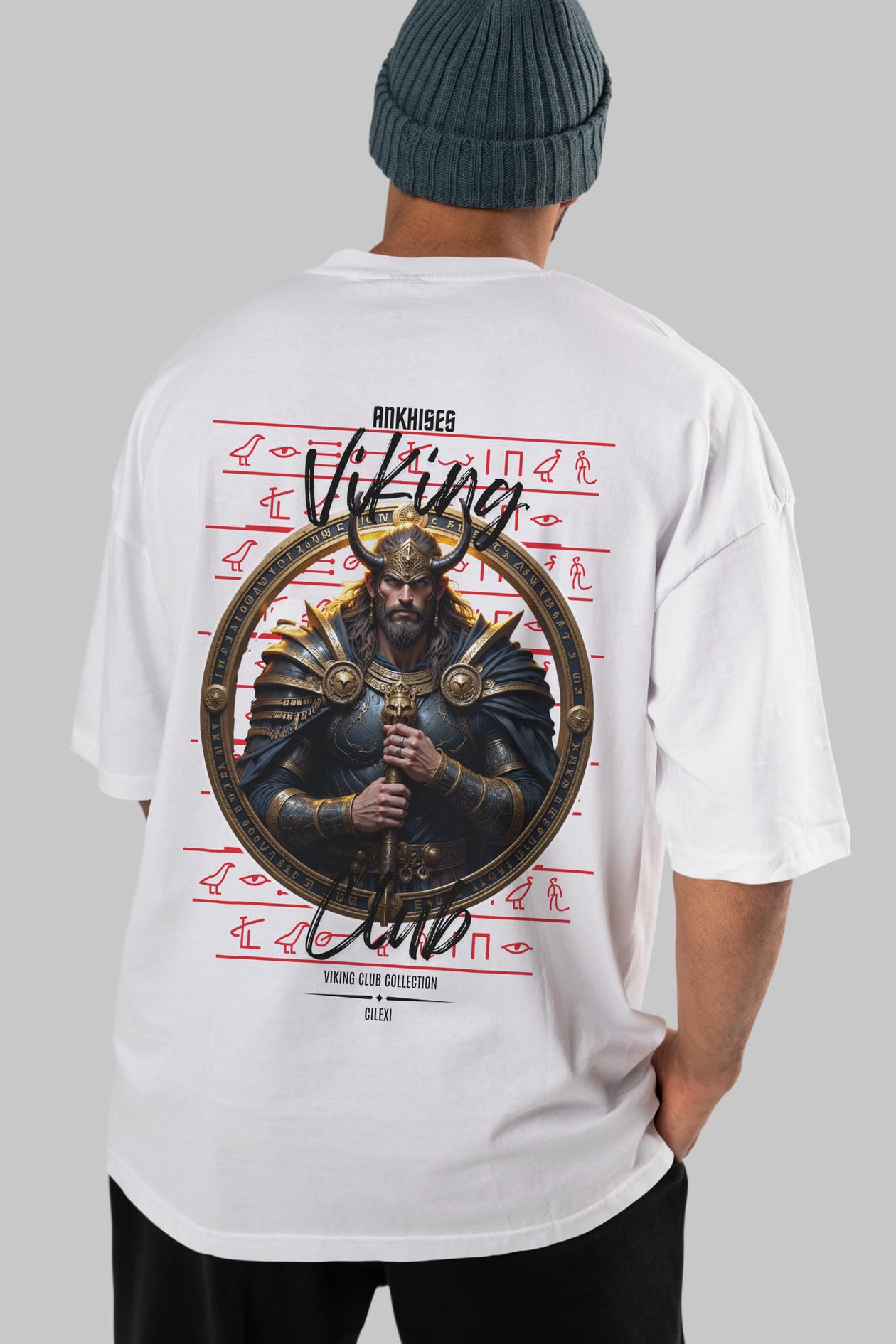 Viking Mitolojisi Serisi 8 Arka Baskılı Oversize t-shirt Erkek Kadın %100 Pamuk Bisiklet Yaka tişort