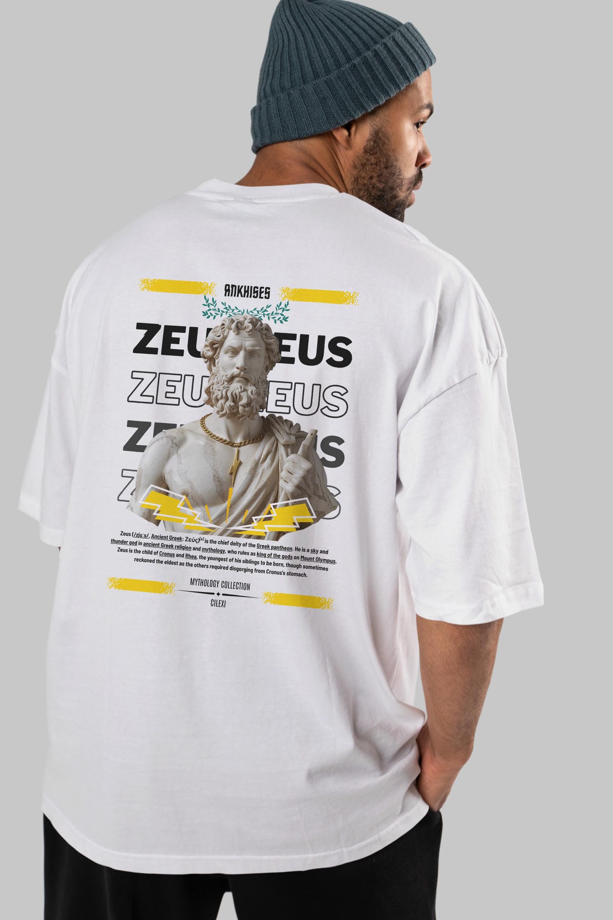 Zeus 4 Arka Baskılı Oversize t-shirt Erkek Kadın %100 Pamuk Bisiklet Yaka tişort