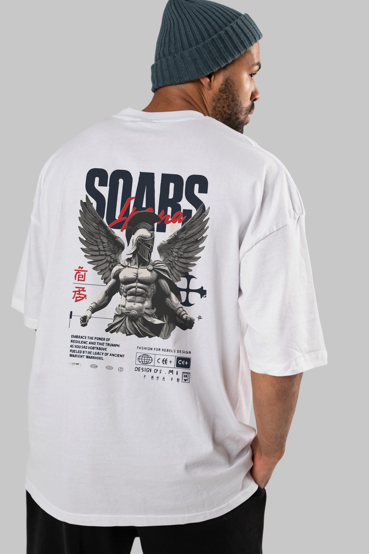 Soars Arka Baskılı Oversize t-shirt Erkek Kadın %100 Pamuk Bisiklet Yaka tişort