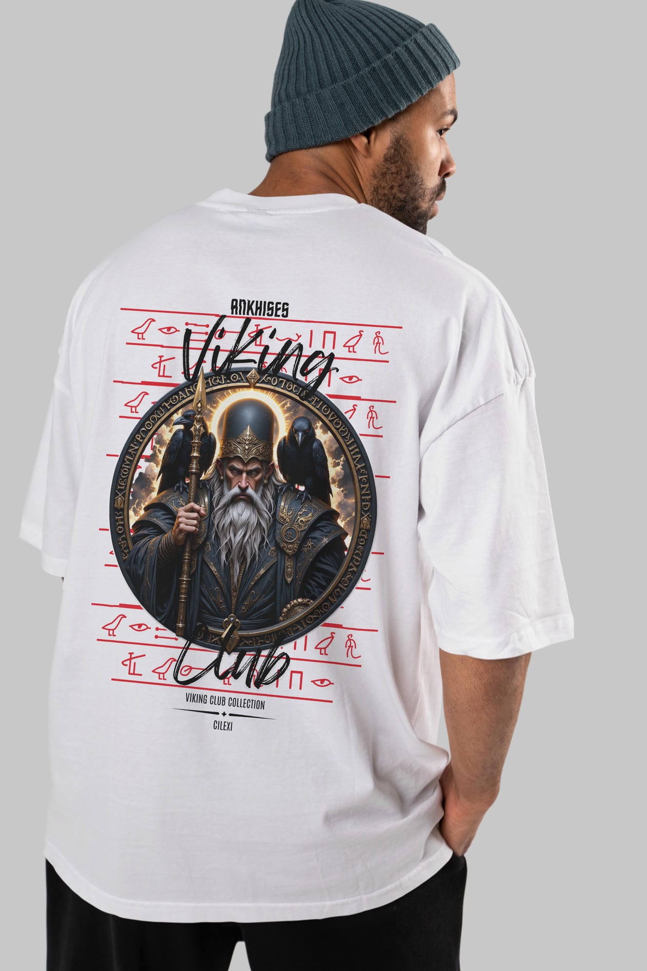 Odin 1 Arka Baskılı Oversize t-shirt Erkek Kadın %100 Pamuk Bisiklet Yaka tişort