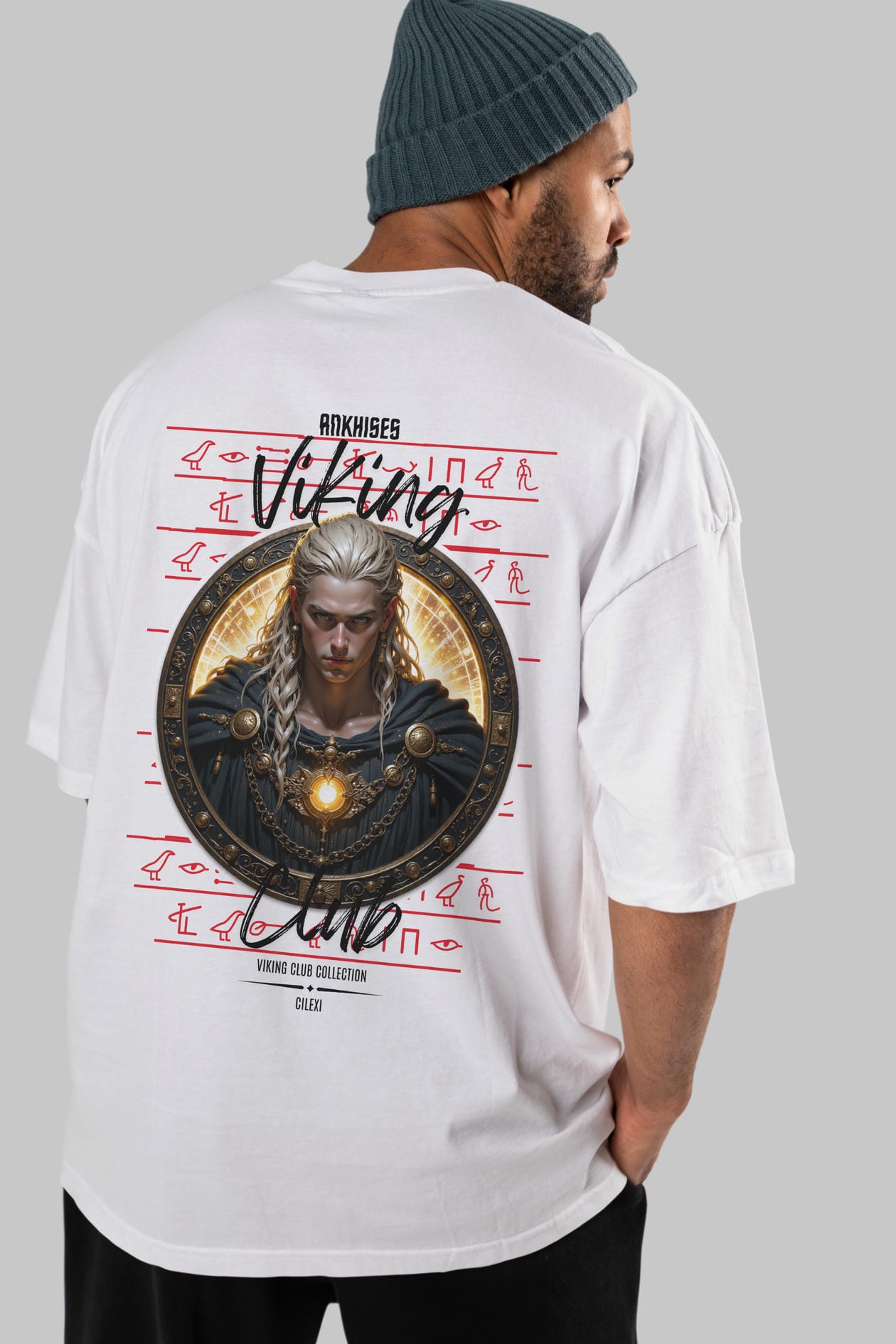 Viking Mitolojisi Serisi 14 Arka Baskılı Oversize t-shirt Erkek Kadın %100 Pamuk Bisiklet Yaka tişort