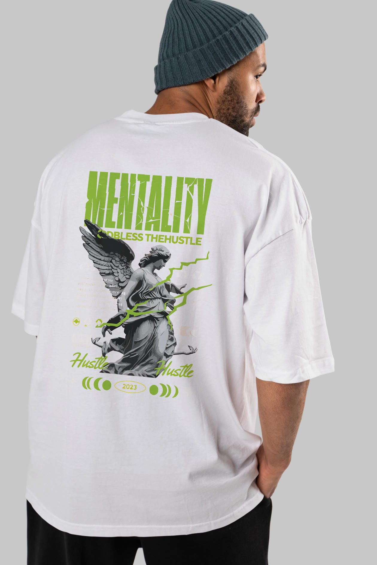Mentality Arka Baskılı Oversize t-shirt Erkek Kadın %100 Pamuk Bisiklet Yaka tişort