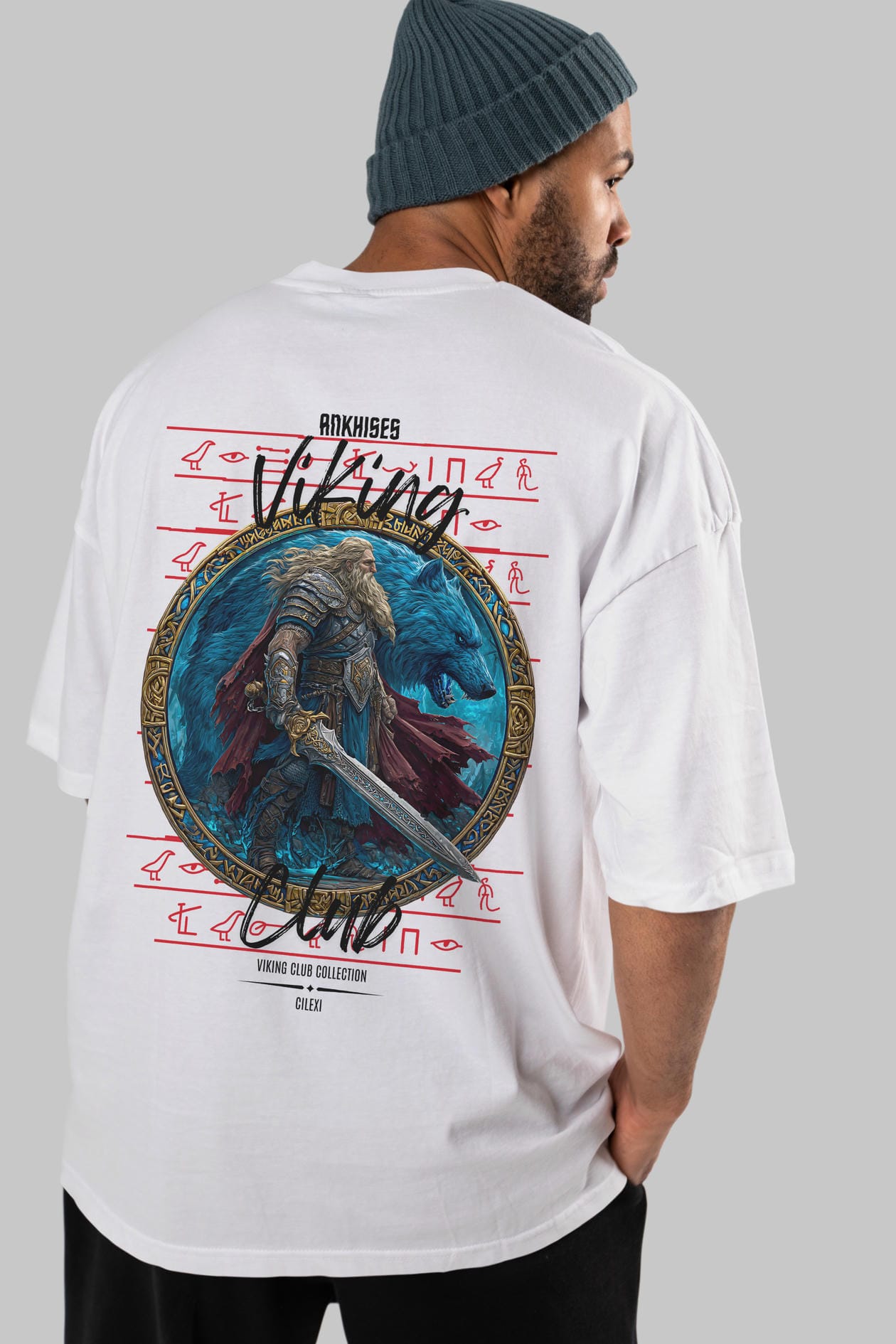 Tyr Arka Baskılı Oversize t-shirt Erkek Kadın %100 Pamuk Bisiklet Yaka tişort