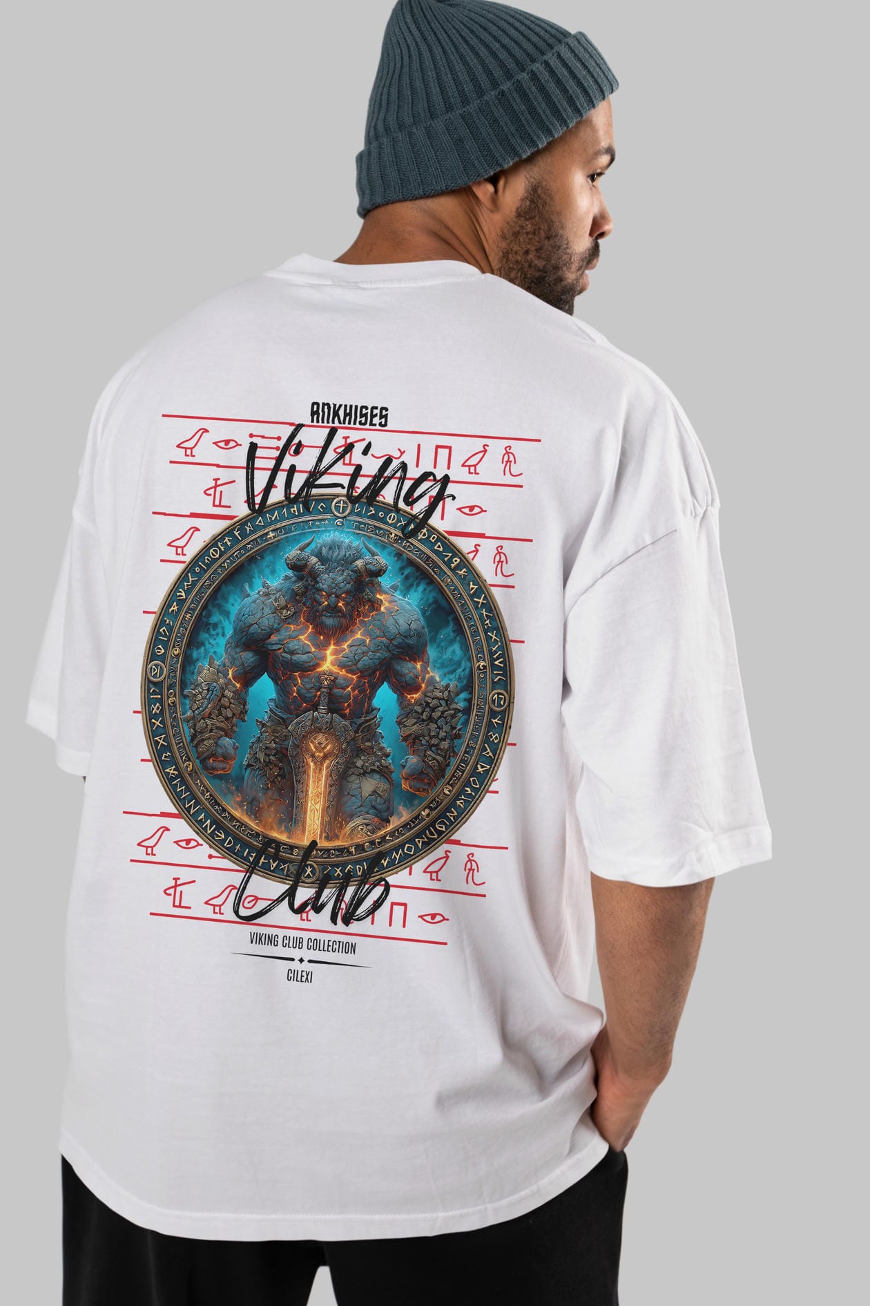 Surtr Arka Baskılı Oversize t-shirt Erkek Kadın %100 Pamuk Bisiklet Yaka tişort