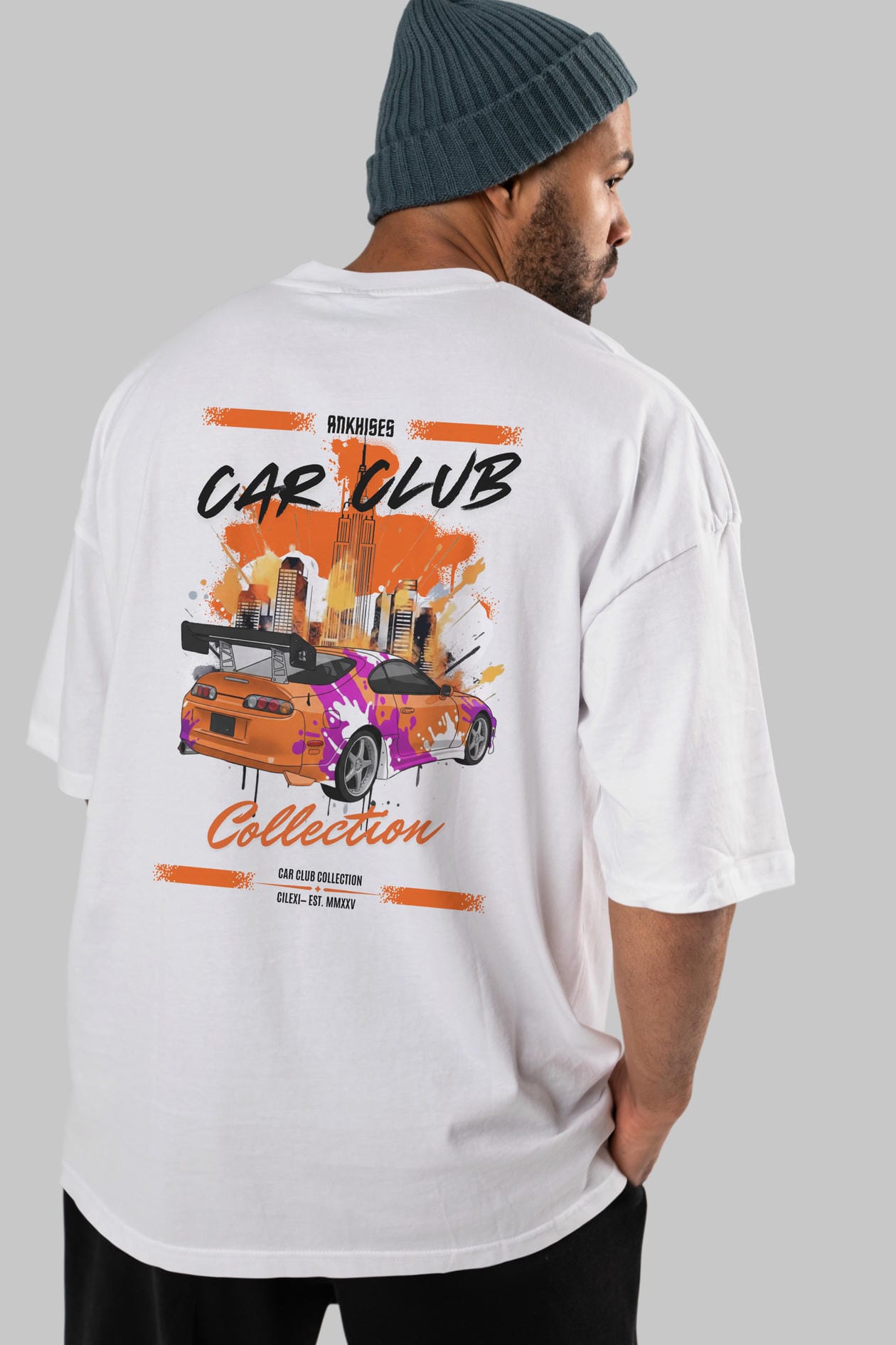 Araba Club Serisi 39 Baskılı Oversize t-shirt Erkek Kadın %100 Pamuk Bisiklet Yaka tişort