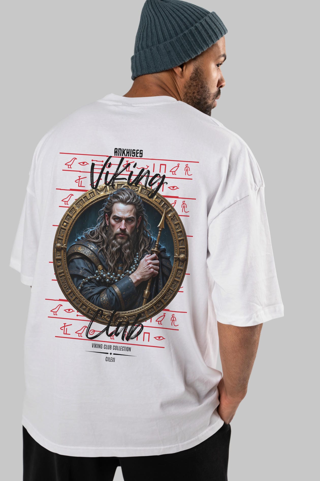 Viking Mitolojisi Serisi 12 Arka Baskılı Oversize t-shirt Erkek Kadın %100 Pamuk Bisiklet Yaka tişort