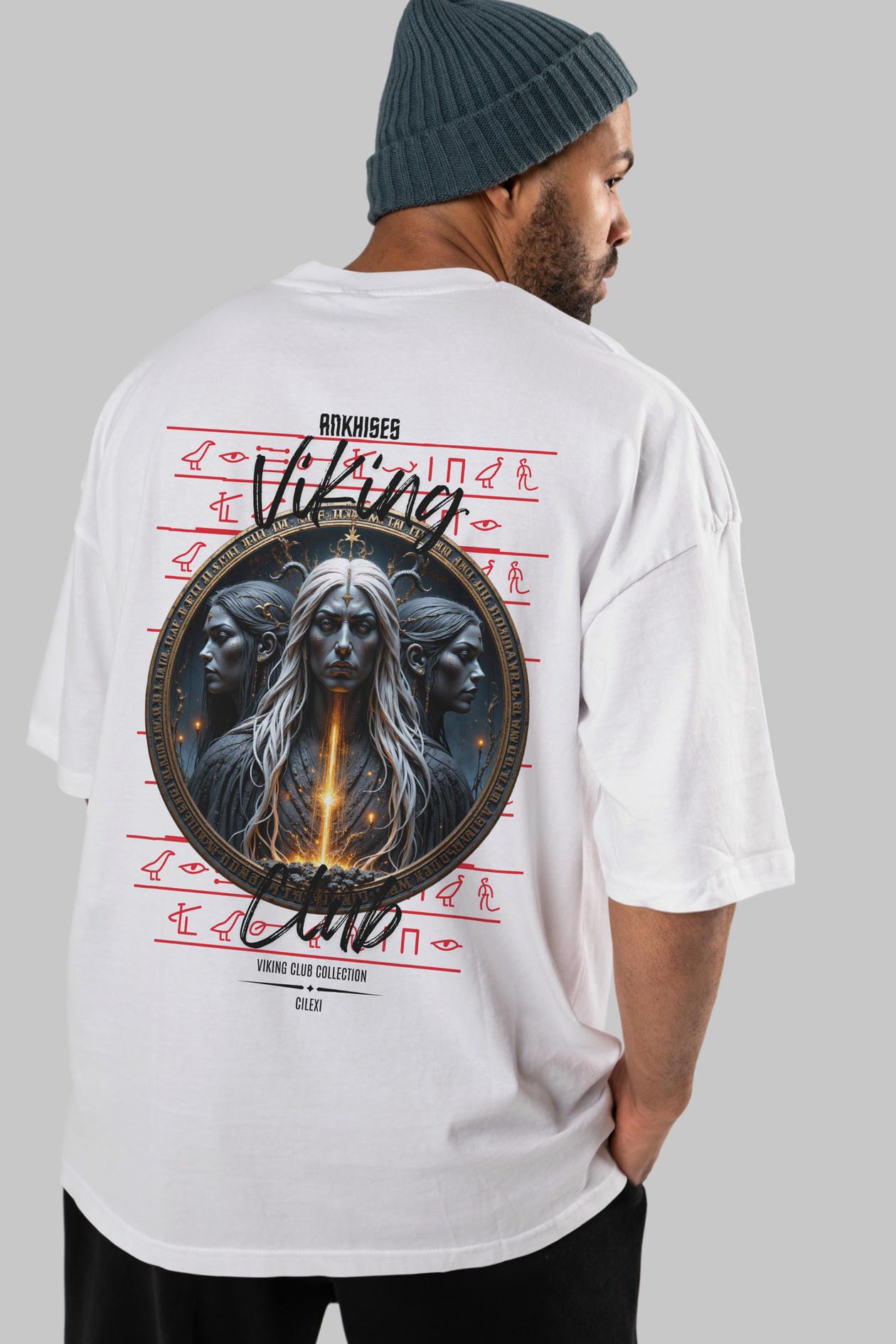 Viking Mitolojisi Serisi 24 Arka Baskılı Oversize t-shirt Erkek Kadın %100 Pamuk Bisiklet Yaka tişort