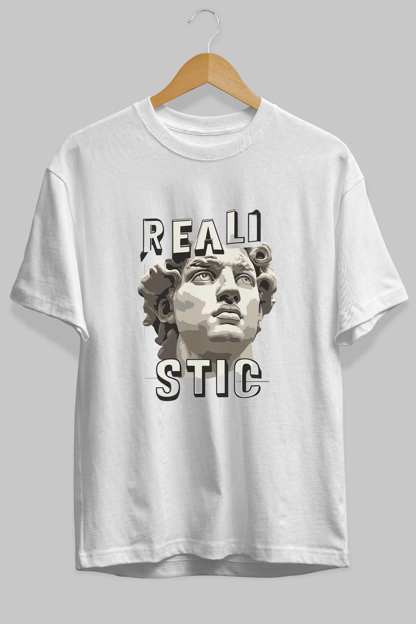 Realistic ön Baskılı Oversize t-shirt Erkek Kadın %100 Pamuk Bisiklet Yaka tişort