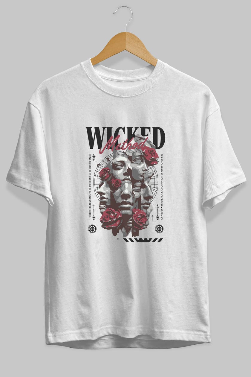 Wicked Method ön Baskılı Oversize t-shirt Erkek Kadın %100 Pamuk Bisiklet Yaka tişort