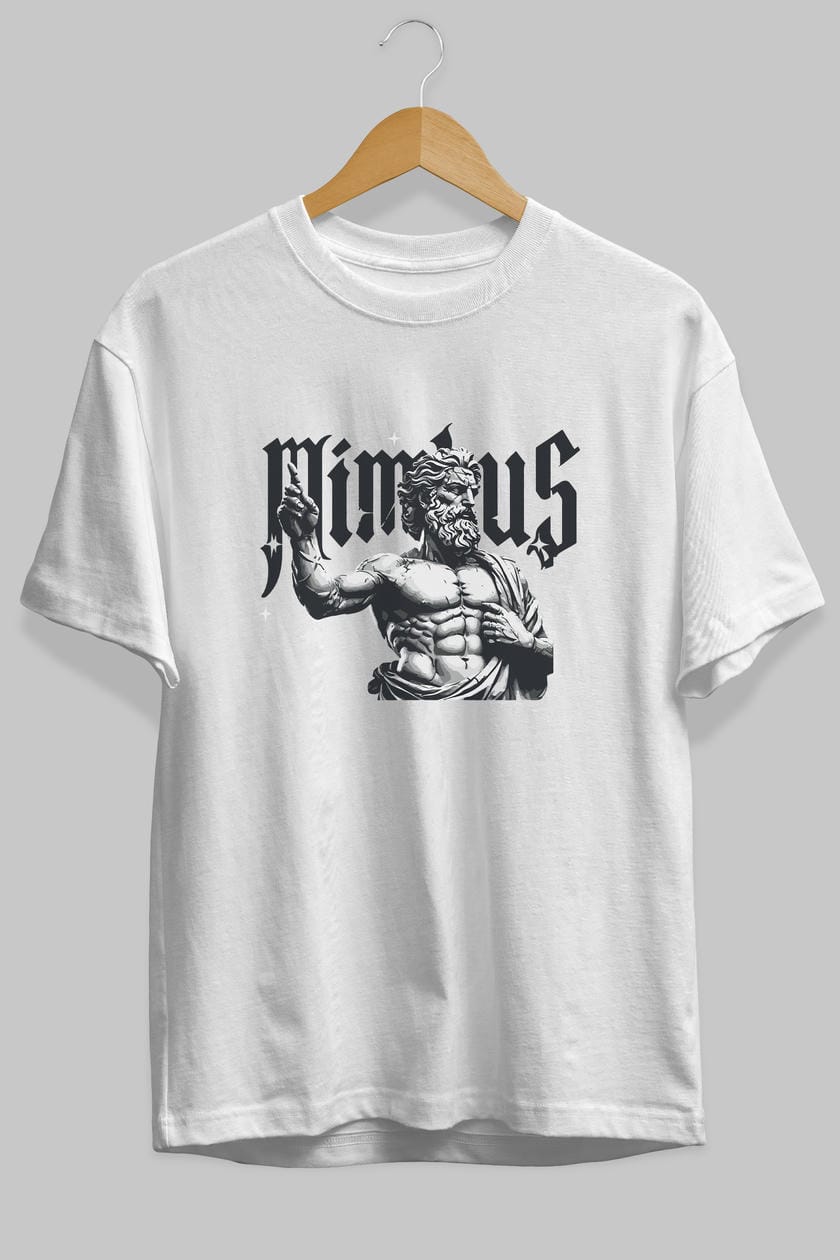 Mimbus Zeus ön Baskılı Oversize t-shirt Erkek Kadın %100 Pamuk Bisiklet Yaka tişort