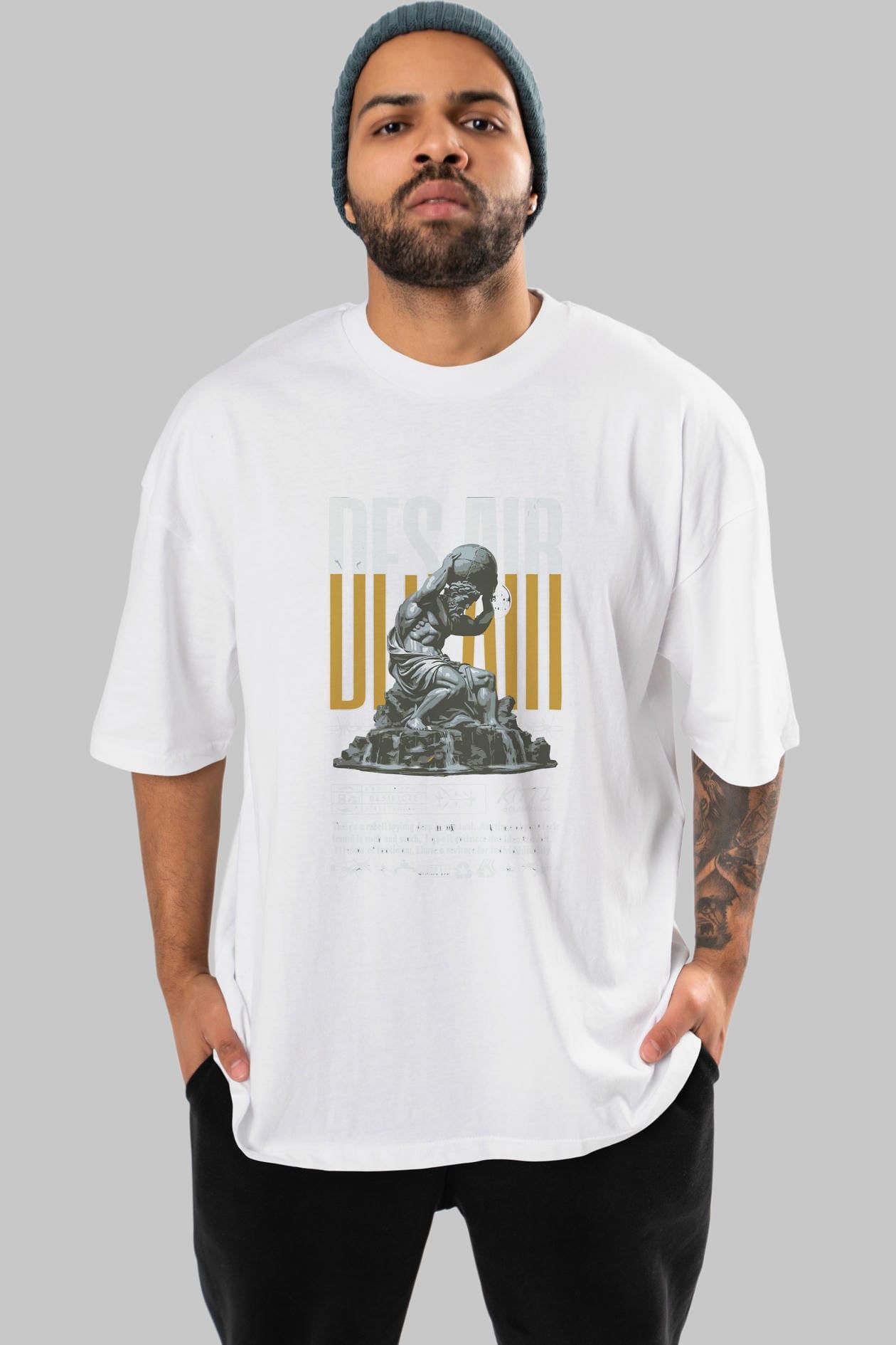 Des air ön Baskılı Oversize t-shirt Erkek Kadın %100 Pamuk Bisiklet Yaka tişort