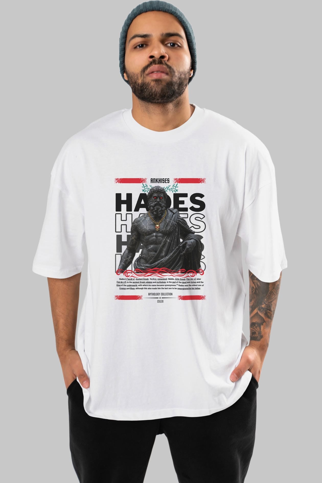 Hades 1 ön Baskılı Oversize t-shirt Erkek Kadın %100 Pamuk Bisiklet Yaka tişort