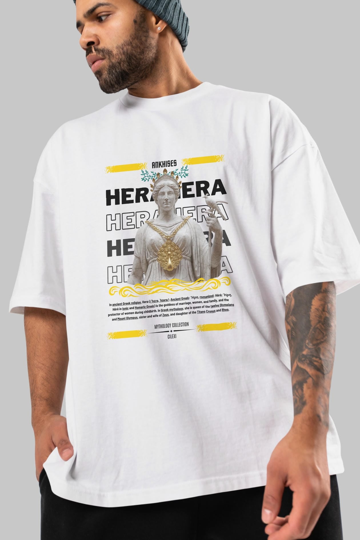 Hera 2 ön Baskılı Oversize t-shirt Erkek Kadın %100 Pamuk Bisiklet Yaka tişort