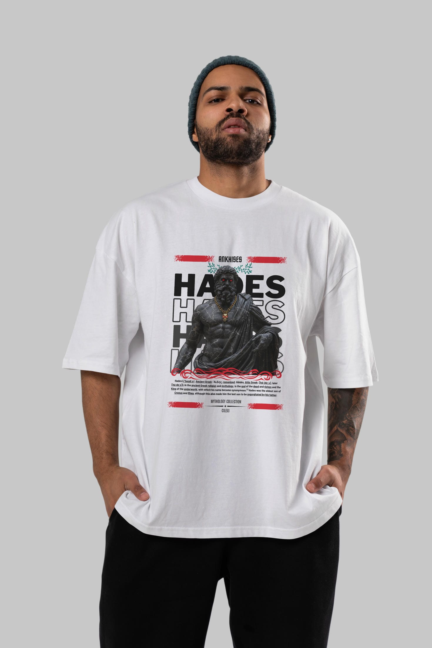 Hades 1 ön Baskılı Oversize t-shirt Erkek Kadın %100 Pamuk Bisiklet Yaka tişort