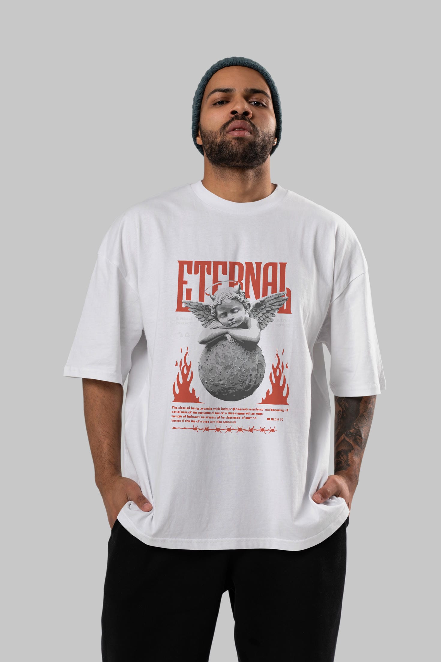 Eternal ön Baskılı Oversize t-shirt Erkek Kadın %100 Pamuk Bisiklet Yaka tişort