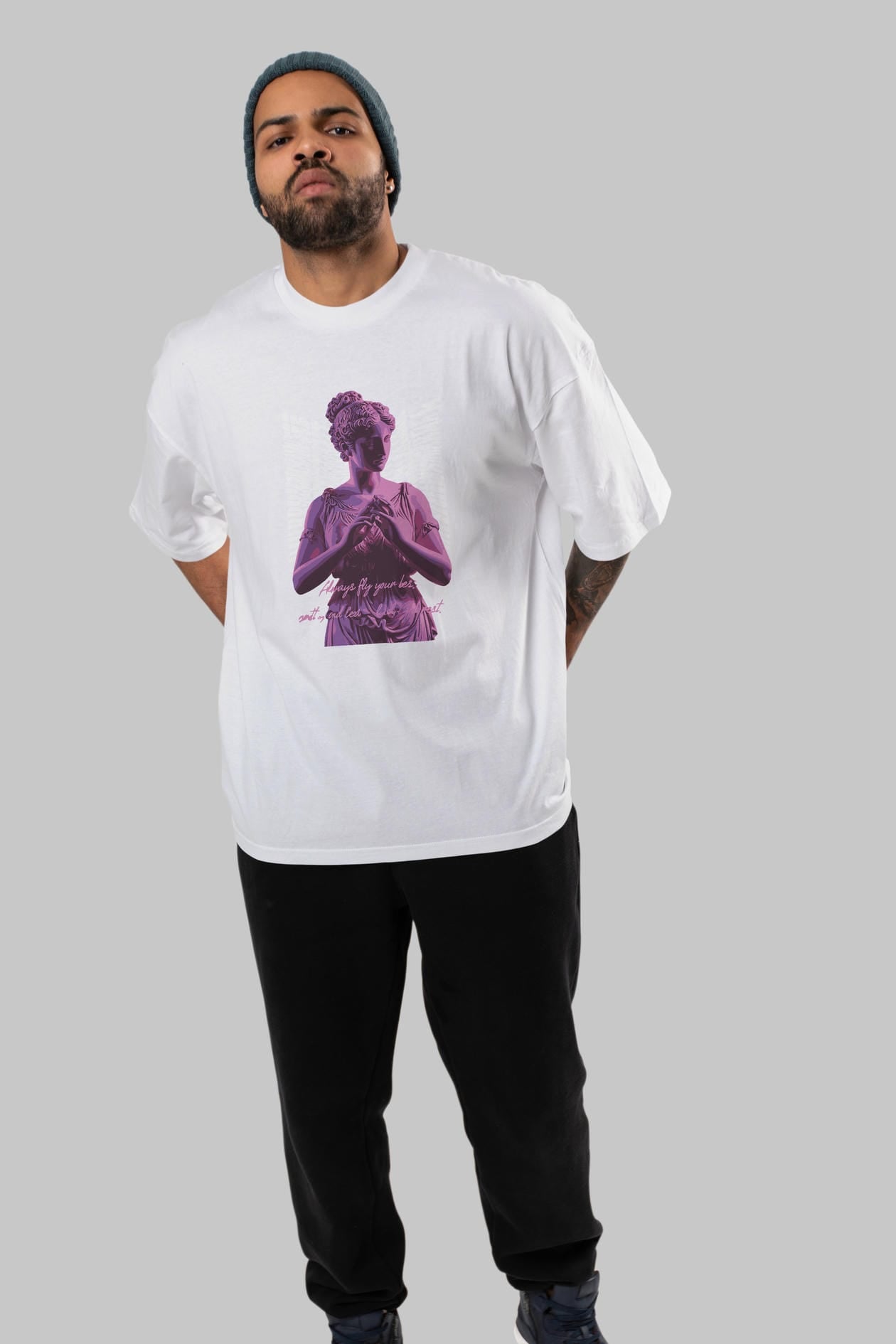 Always Fly ön Baskılı Oversize t-shirt Erkek Kadın %100 Pamuk Bisiklet Yaka tişort