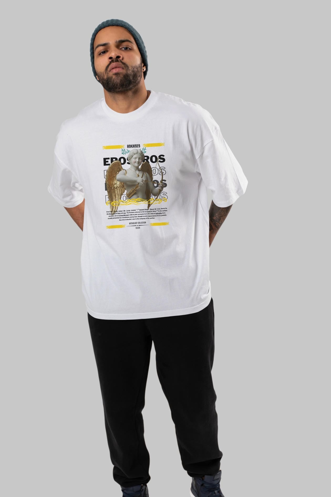 Eros ön Baskılı Oversize t-shirt Erkek Kadın %100 Pamuk Bisiklet Yaka tişort