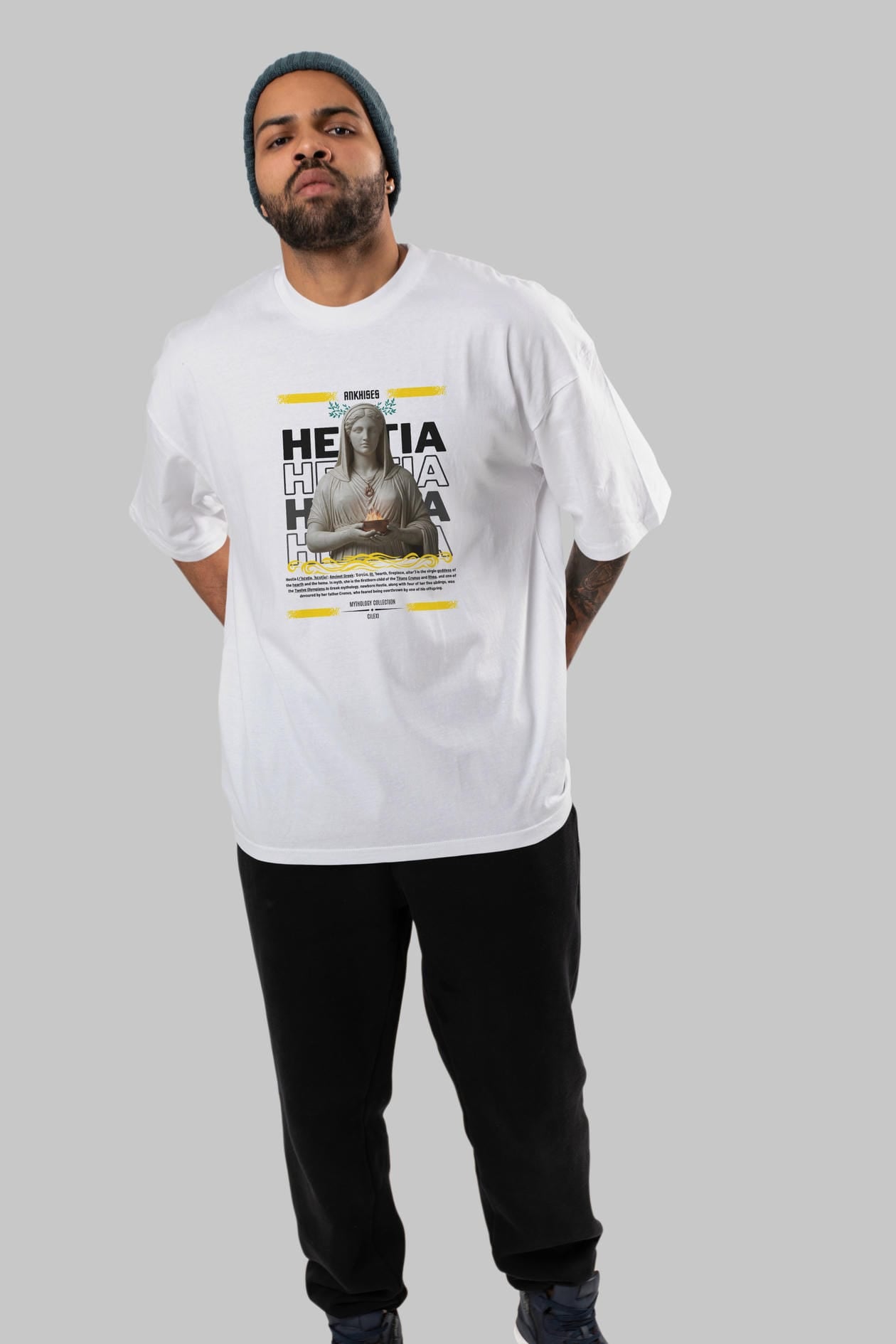 Hestia 1 ön Baskılı Oversize t-shirt Erkek Kadın %100 Pamuk Bisiklet Yaka tişort