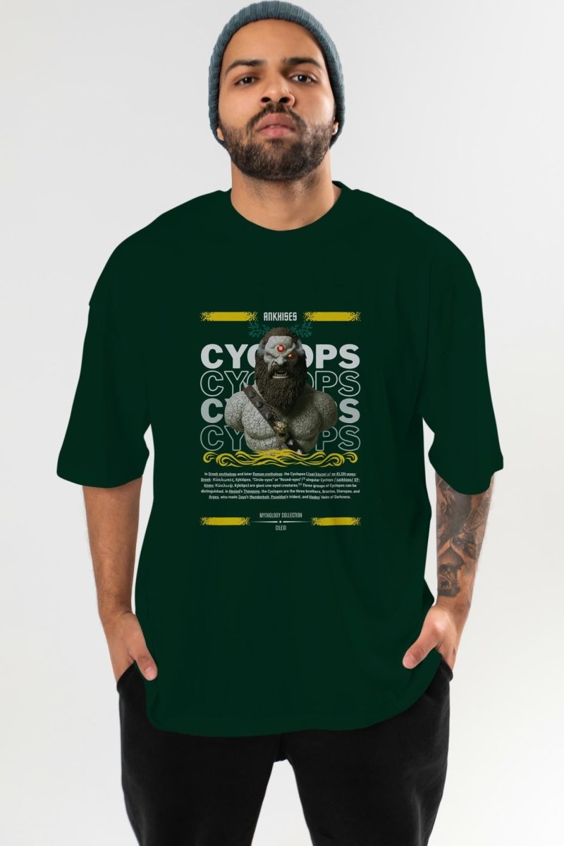 Cyclopes 1 ön Baskılı Oversize t-shirt Erkek Kadın %100 Pamuk Bisiklet Yaka tişort - Cilexi