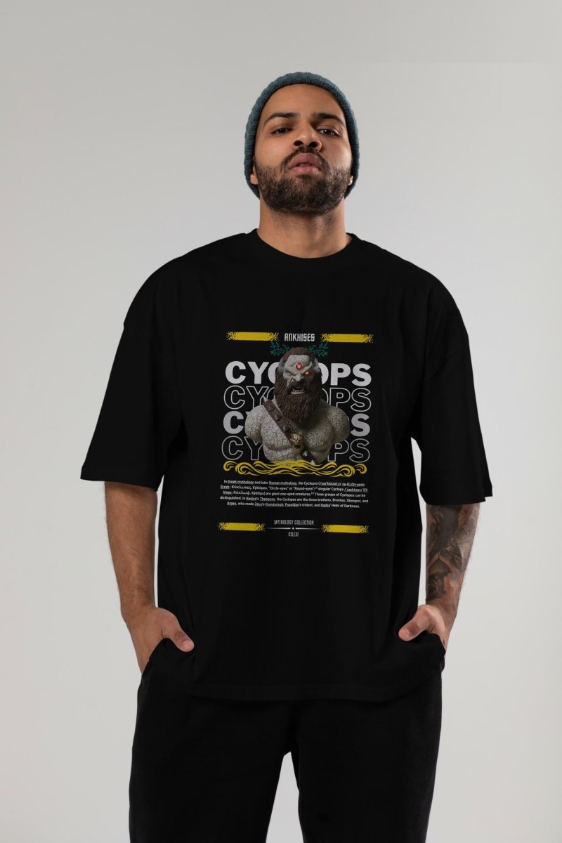 Cyclopes 1 ön Baskılı Oversize t-shirt Erkek Kadın %100 Pamuk Bisiklet Yaka tişort - Cilexi