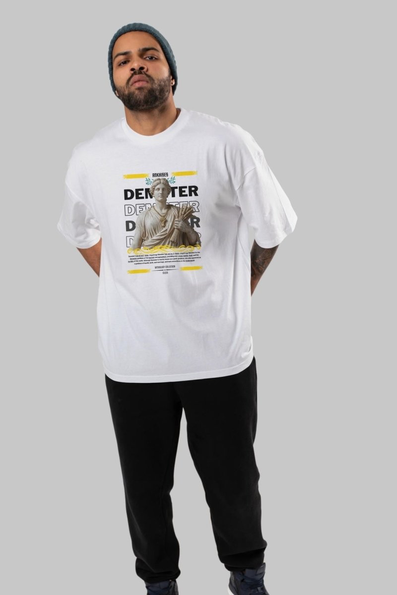 Demeter 1 ön Baskılı Oversize t-shirt Erkek Kadın %100 Pamuk Bisiklet Yaka tişort - Cilexi