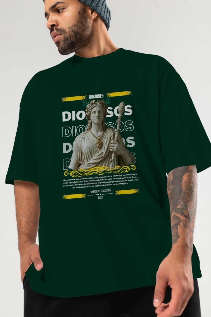 Dionysos 1 ön Baskılı Oversize t-shirt Erkek Kadın %100 Pamuk Bisiklet Yaka tişort - Cilexi