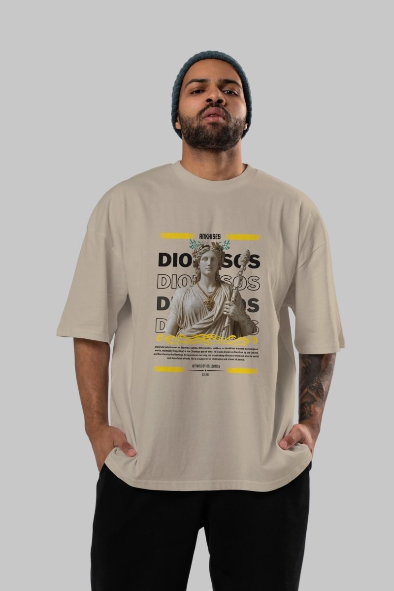 Dionysos 1 ön Baskılı Oversize t-shirt Erkek Kadın %100 Pamuk Bisiklet Yaka tişort - Cilexi