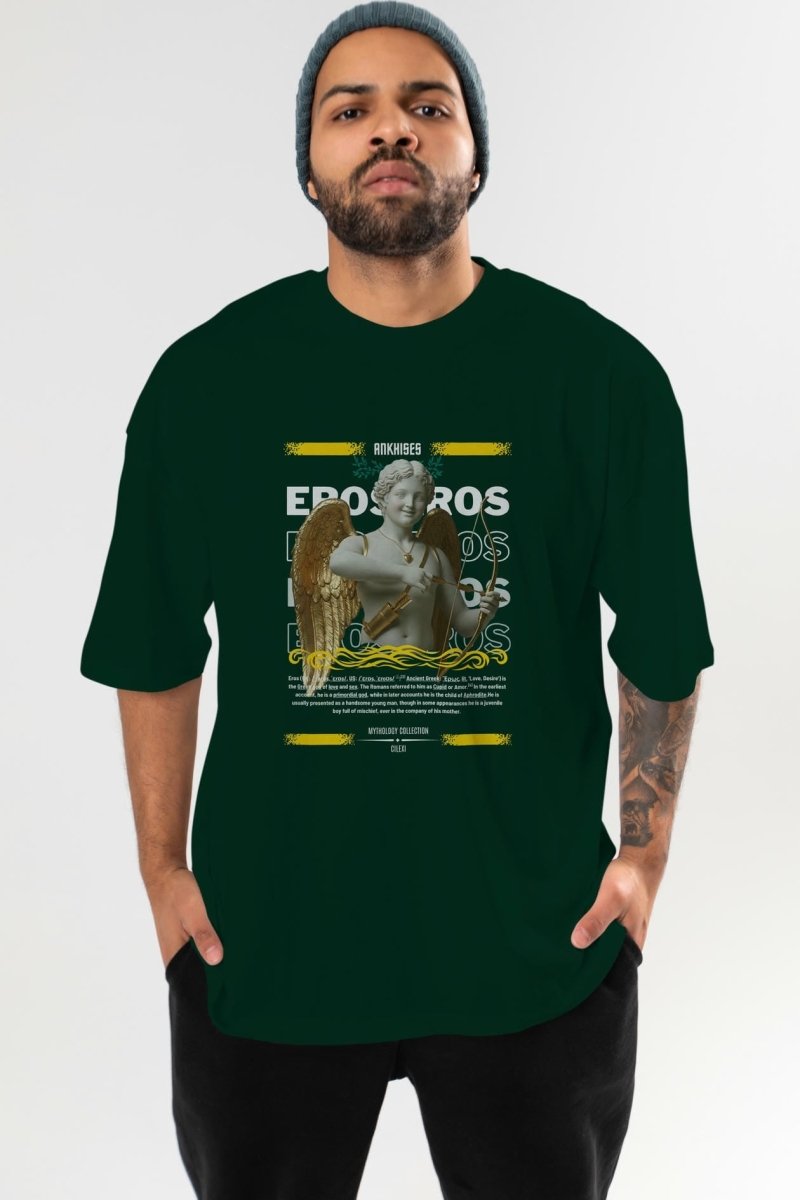 Eros ön Baskılı Oversize t-shirt Erkek Kadın %100 Pamuk Bisiklet Yaka tişort - Cilexi