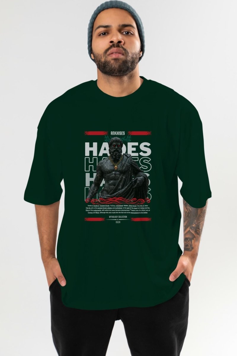 Hades 1 ön Baskılı Oversize t-shirt Erkek Kadın %100 Pamuk Bisiklet Yaka tişort - Cilexi
