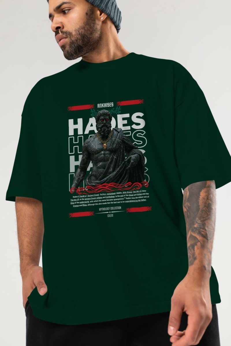 Hades 1 ön Baskılı Oversize t-shirt Erkek Kadın %100 Pamuk Bisiklet Yaka tişort - Cilexi