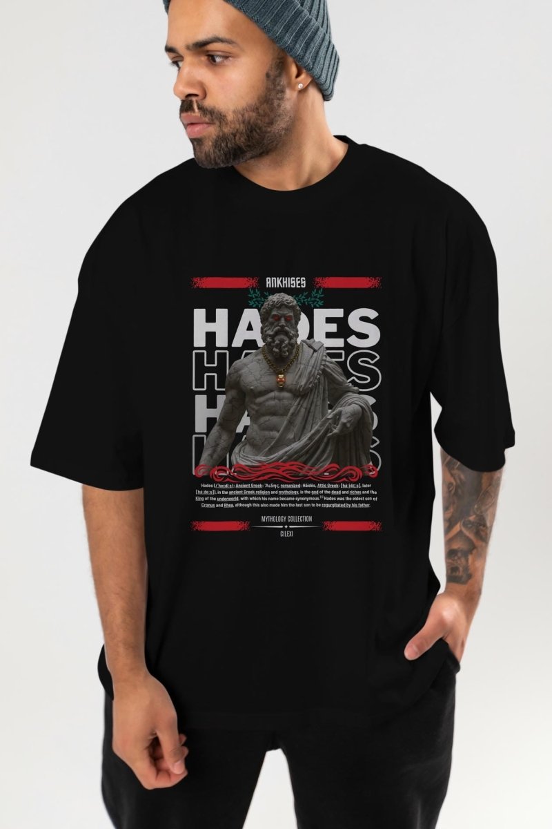 Hades 3 ön Baskılı Oversize t-shirt Erkek Kadın %100 Pamuk Bisiklet Yaka tişort - Cilexi