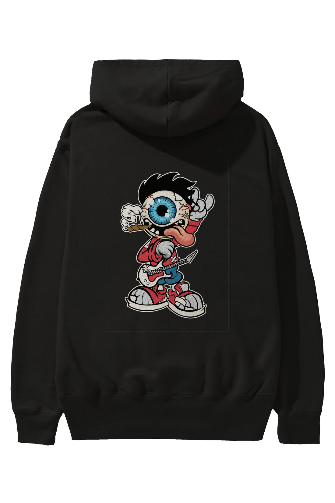 Eyeball Rockstar Arka Baskılı Hoodie Oversize Kapüşonlu Sweatshirt Erkek Kadın Unisex