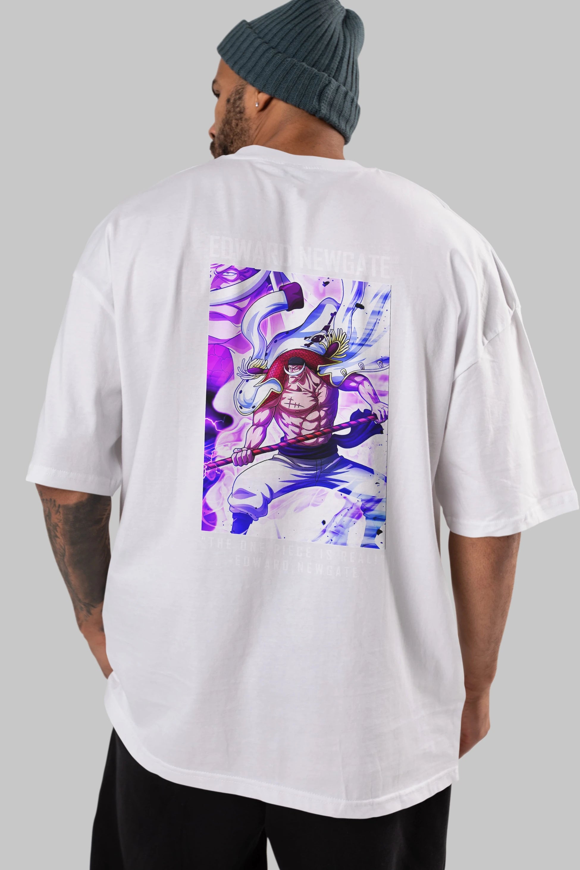 Edward Newgate Anime Arka Baskılı Oversize t-shirt Erkek Kadın Unisex %100 pamuk tişort