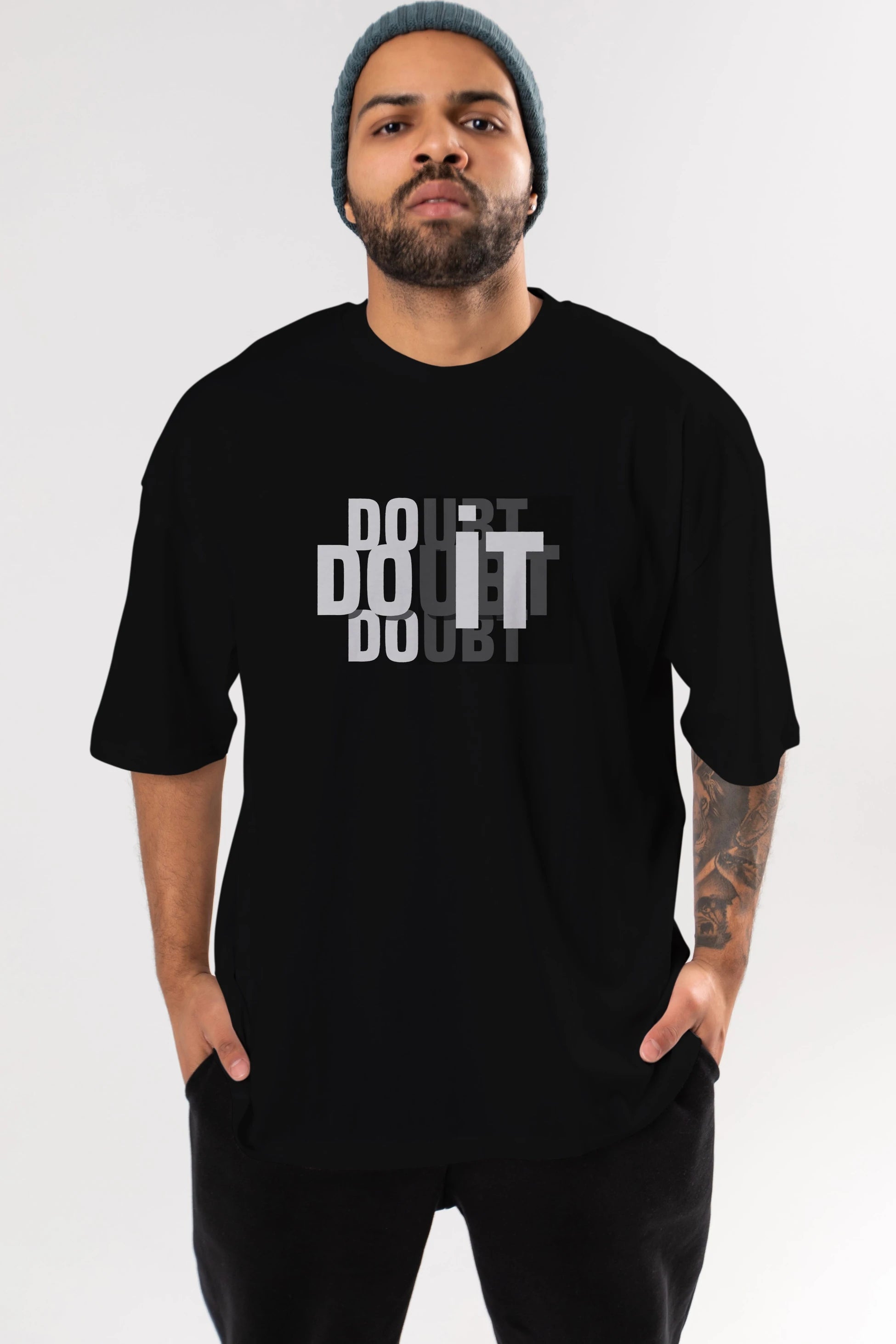 Do it Yazılı Ön Baskılı Oversize t-shirt Erkek Kadın Unisex