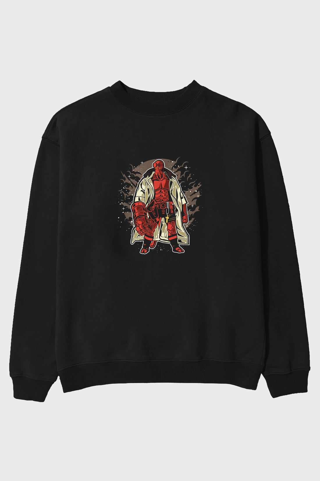 Hellboy Ön Baskılı Oversize Sweatshirt Erkek Kadın Unisex